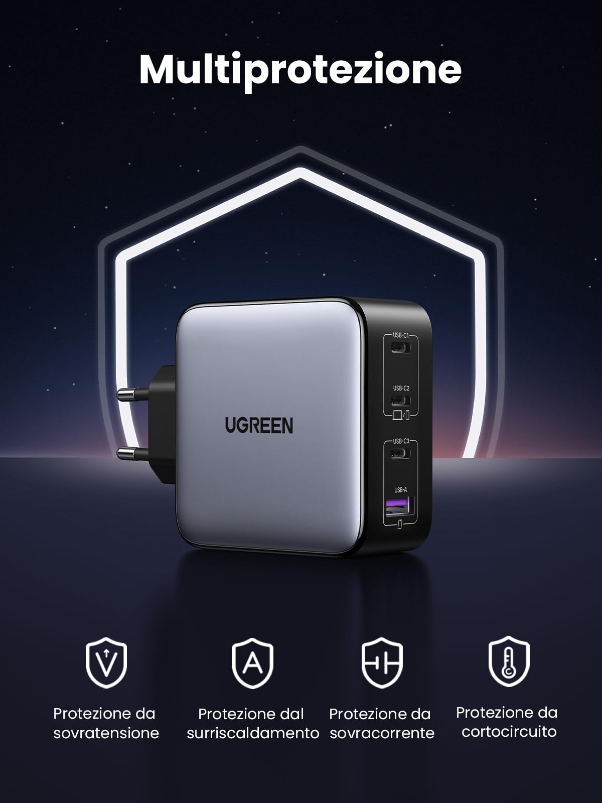 ugreen-nexode-100w-caricatore-usb-c-gan-4-porte-pd-3-0 image 7