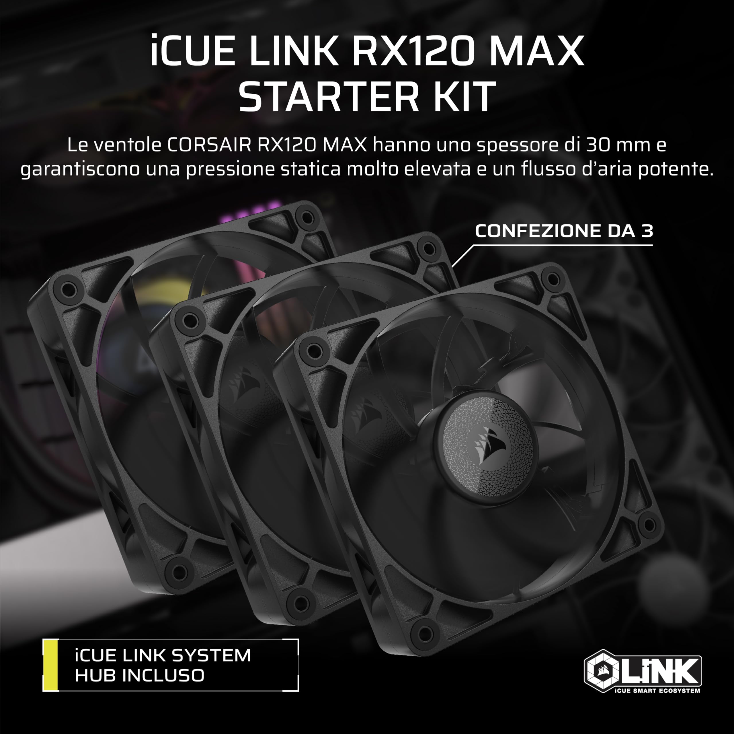 corsair-icue-link-rx120-max-ventola-pwm-120mm-tripla-confezione-nero image 2