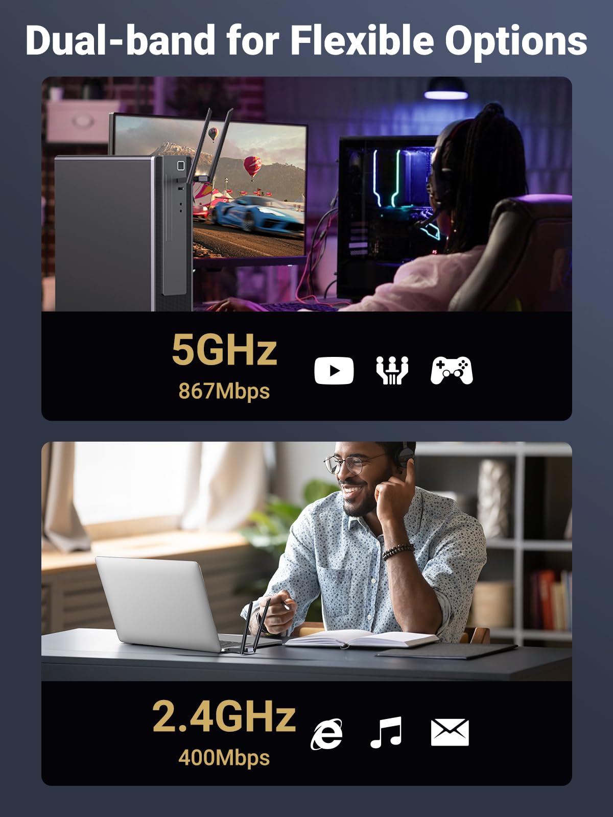 ugreen-adattatore-wifi-usb-ac1300-mbps-dual-band-5ghz-2-4ghz-con-antenne-ad-alto image 3