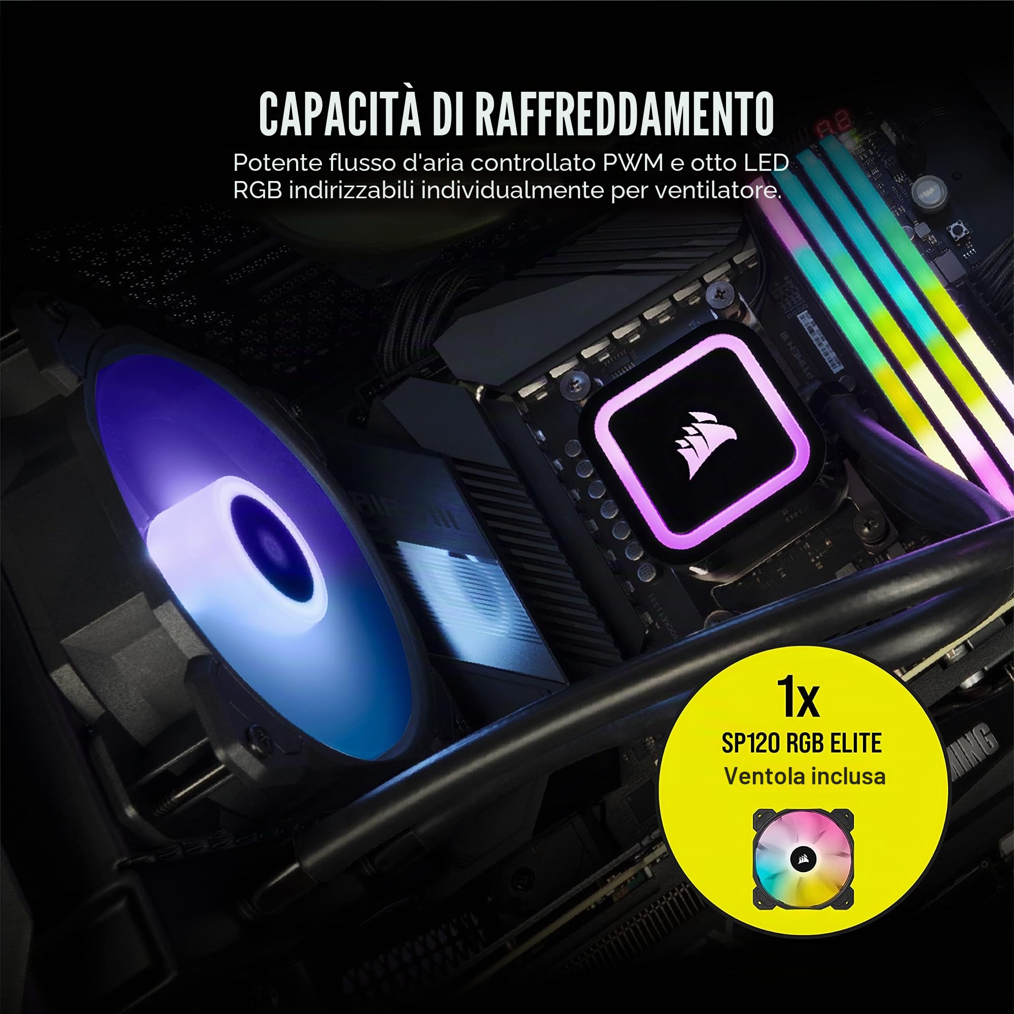 corsair-h60x-rgb-elite-dissipatore-a-liquido-cpu-120mm-nero image 5