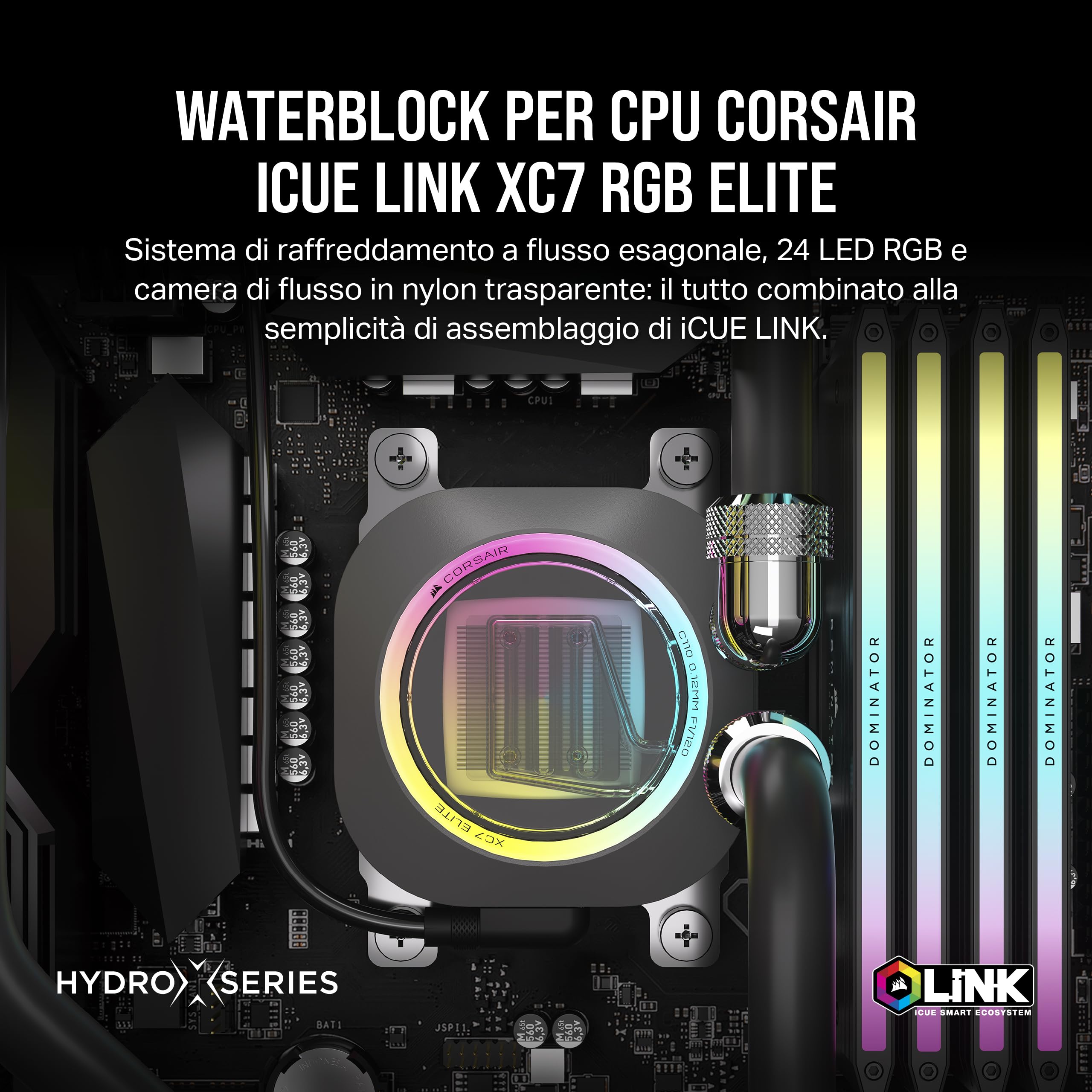 corsair-icue-link-xc7-rgb-elite-waterblock-cpu-lga-1700-am5-am4-grigio image 2