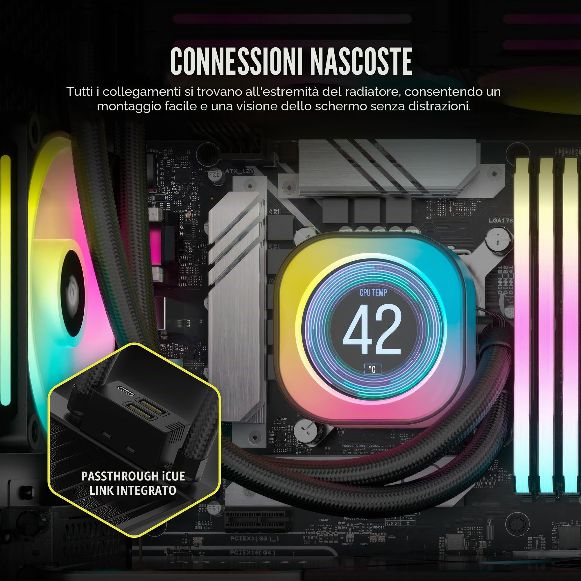 corsair-icue-link-h100i-lcd-raffreddatore-a-liquido-240mm-nero image 7