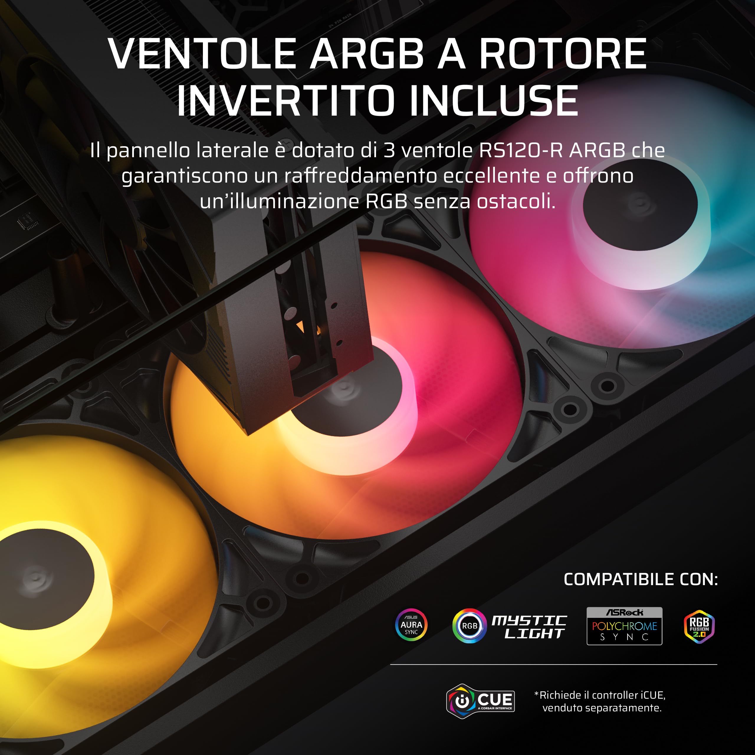corsair-2800x-rs-argb-case-pc-micro-atx-panoramico-con-vetro-temperato-3x-rs120- image 4