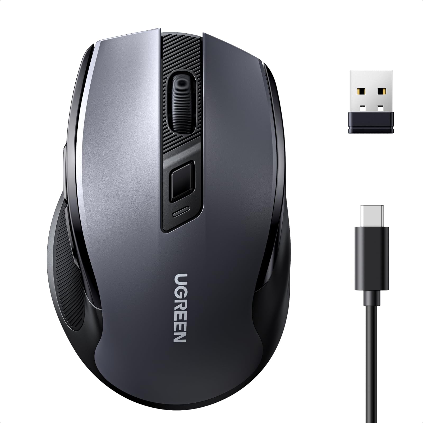 ugreen-mouse-wireless-bluetooth-2-4ghz-ricaricabile-4000-dpi-grigio-scuro image 1