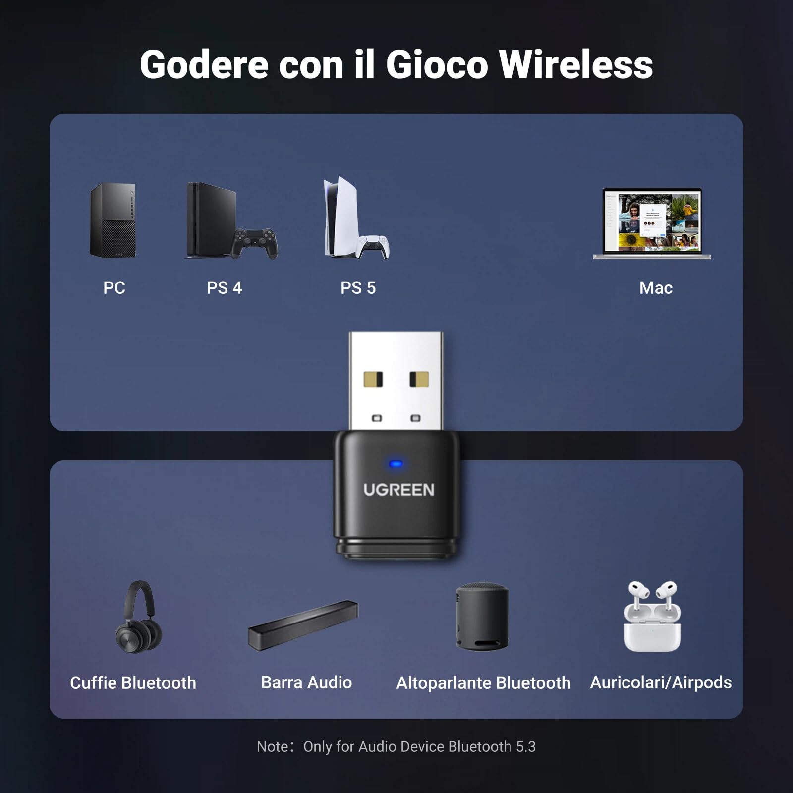 ugreen-dongle-bluetooth-5-3-aptx-con-microfono-per-ps5-ps4-switch-pc image 4