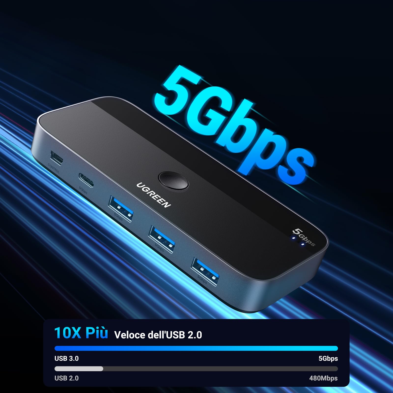 ugreen-switch-usb-c-kvm-4-porte-2-ingressi-4-uscite-5gbps image 4