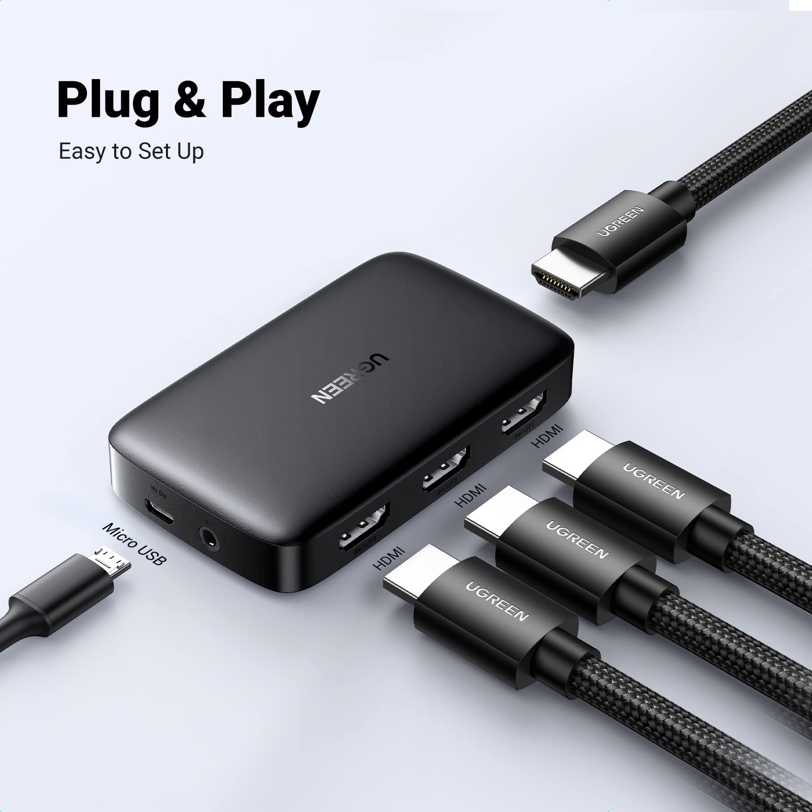 ugreen-switch-hdmi-4k-3-ingressi-1-uscita-switcher-uhd-3d-con-telecomando image 7