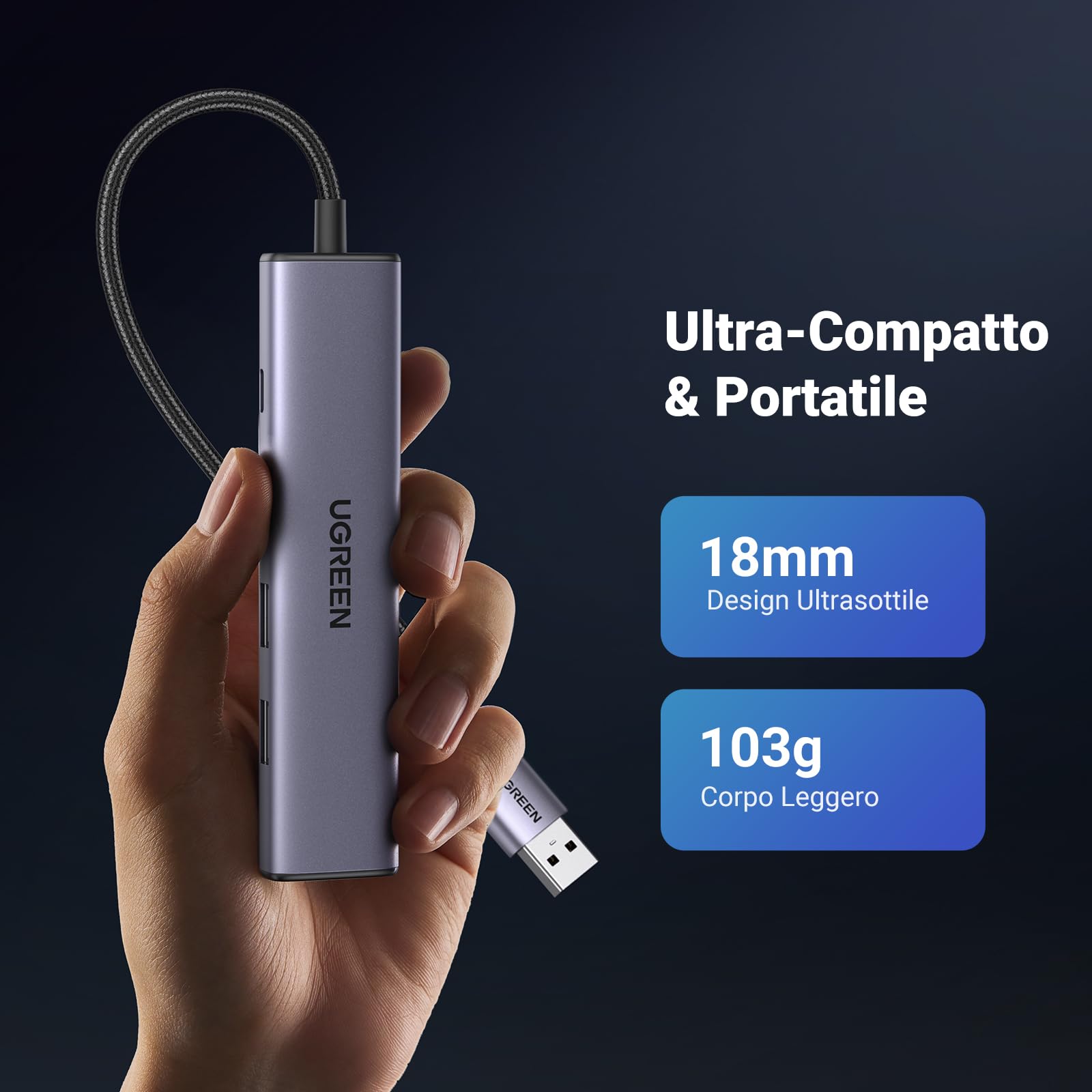 ugreen-hub-usb-3-0-ethernet-rj45-gigabit-5-in-1-in-alluminio image 6