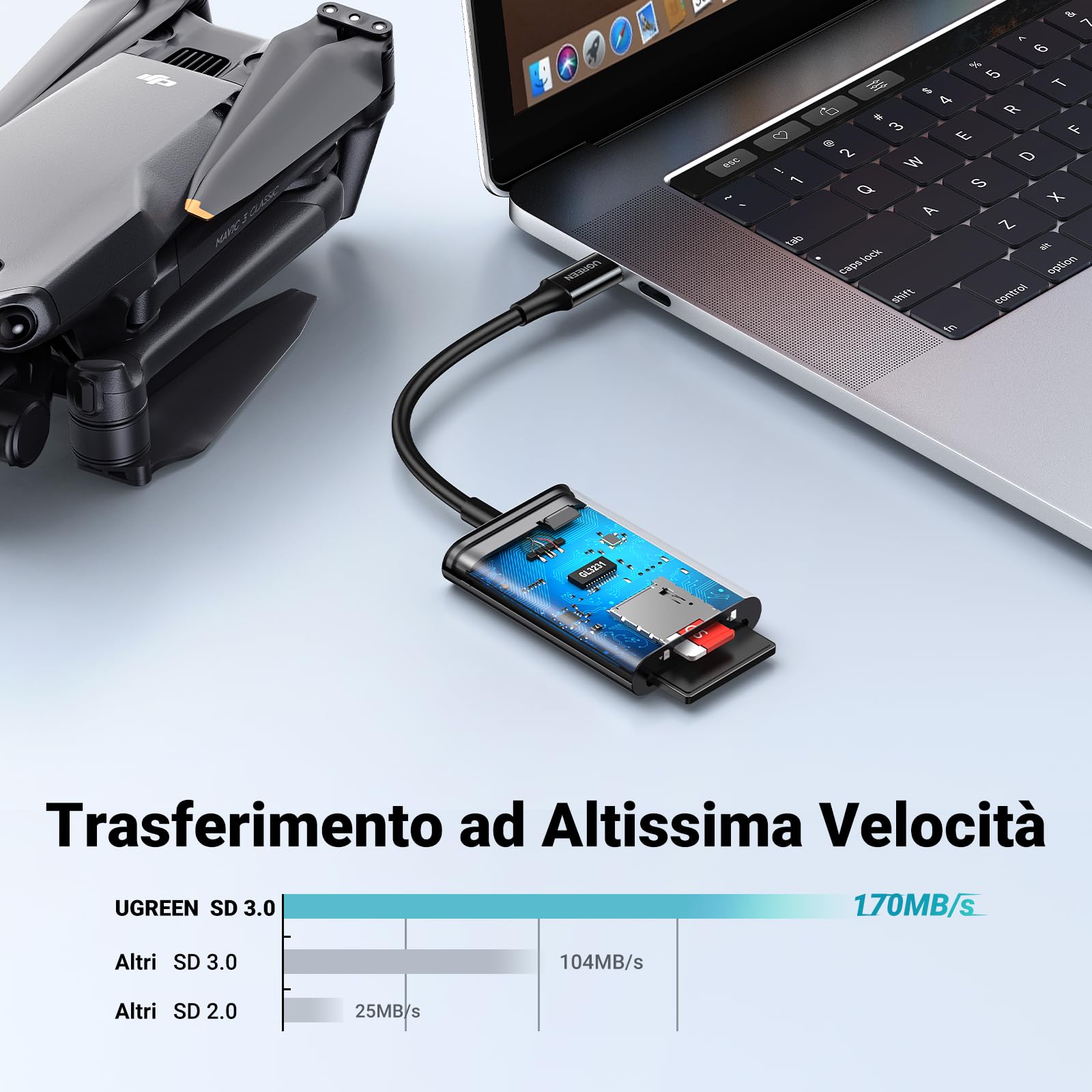 ugreen-lettore-schede-sd-microsd-usb-c-usb-3-0-nero image 2