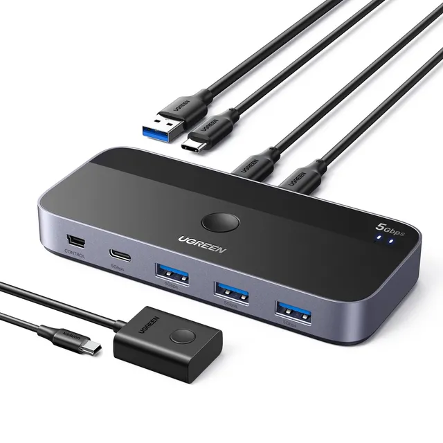 ugreen-switch-usb-c-kvm-4-porte-2-ingressi-4-uscite-5gbps image 1