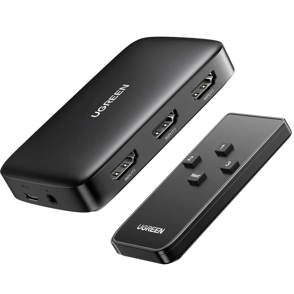 ugreen-switch-hdmi-4k-3-ingressi-1-uscita-switcher-uhd-3d-con-telecomando image 1