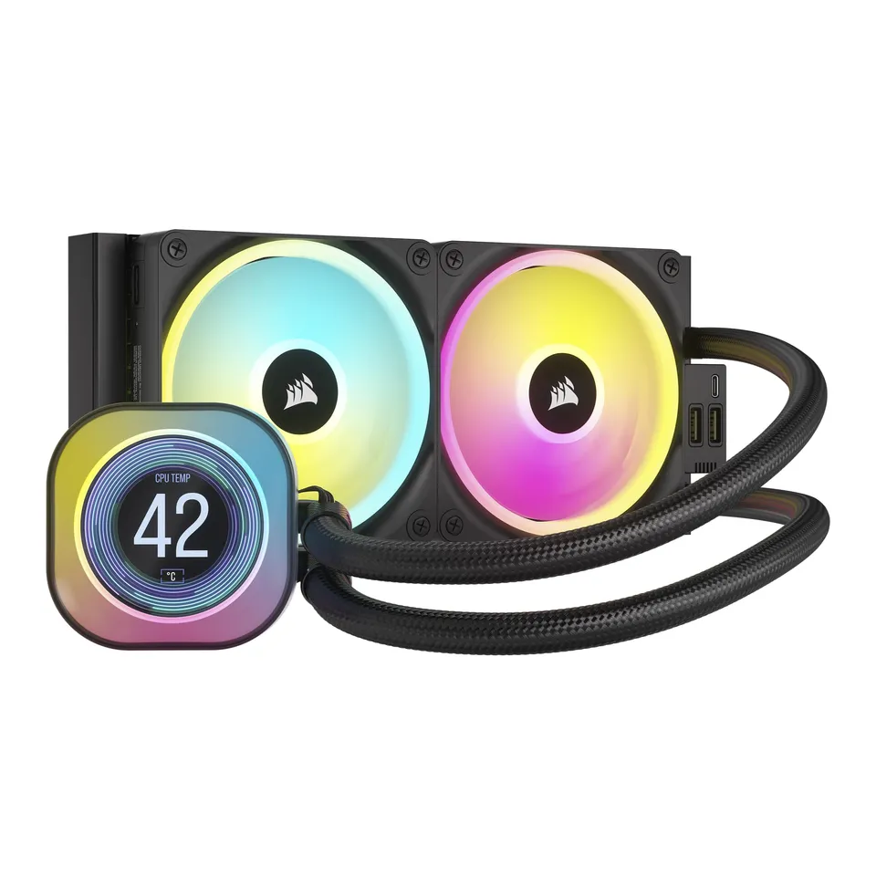 corsair-icue-link-h100i-lcd-raffreddatore-a-liquido-240mm-nero image 1