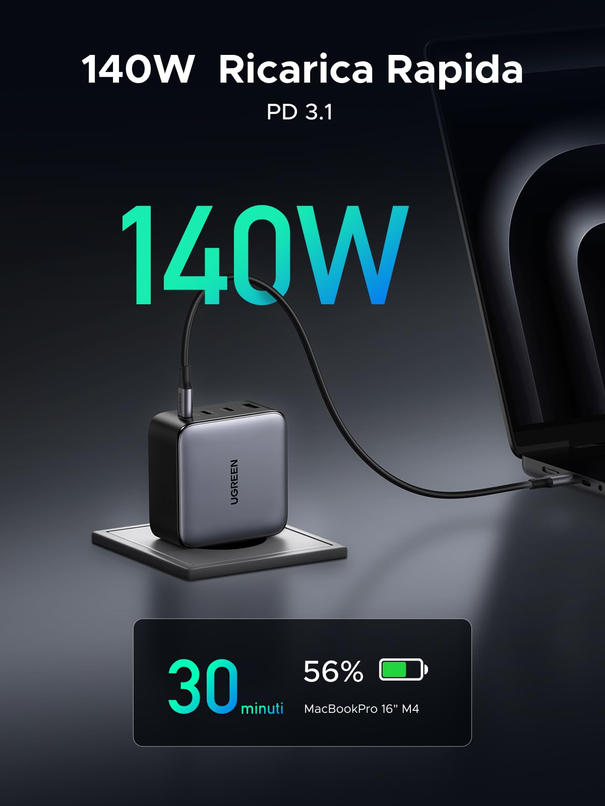 ugreen-nexode-200w-caricatore-usb-c-gan-4-porte-pd-3-1 image 3
