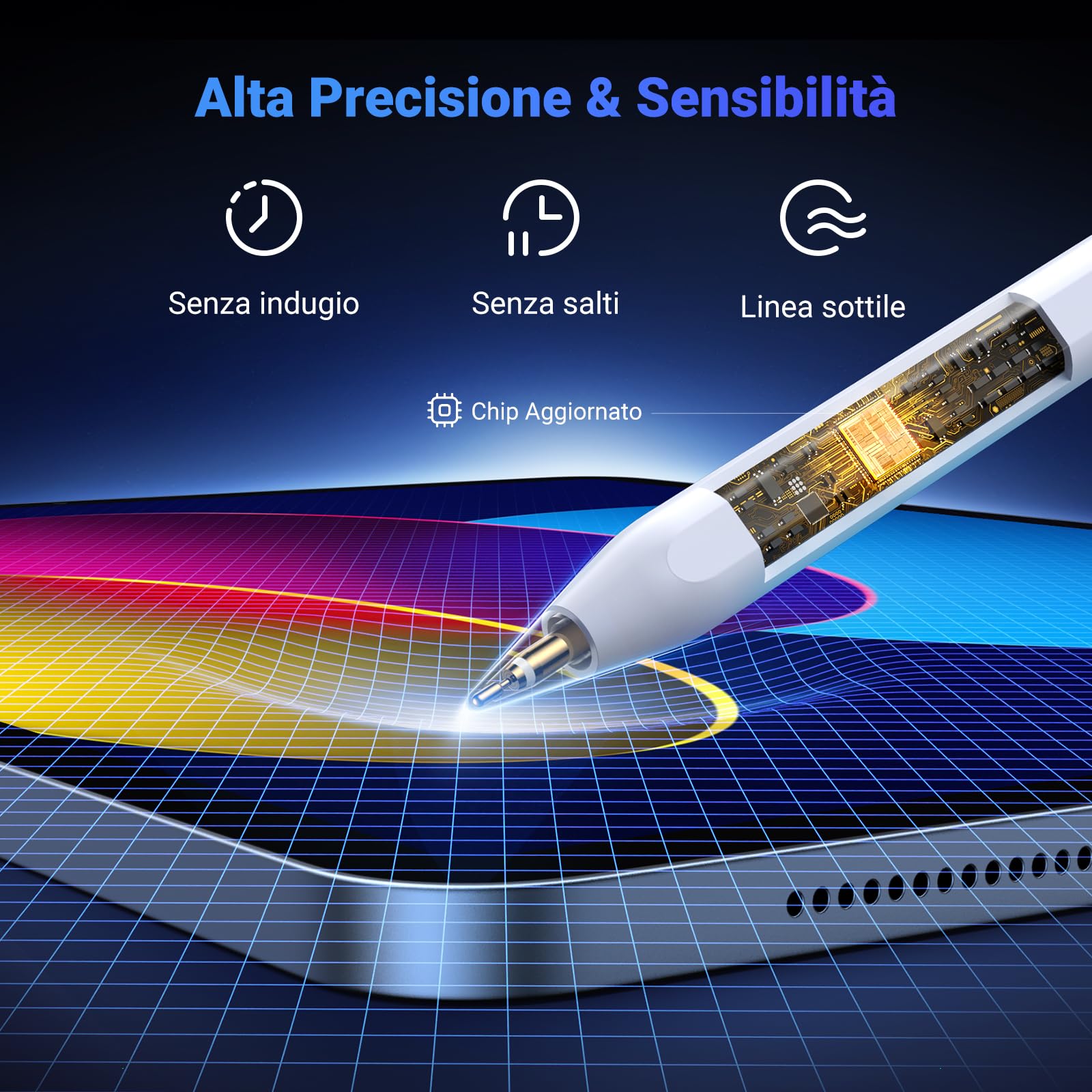 ugreen-pencil-per-ipad-con-ricarica-wireless-magnetica-palm-rejection-e-tilt-bia image 5