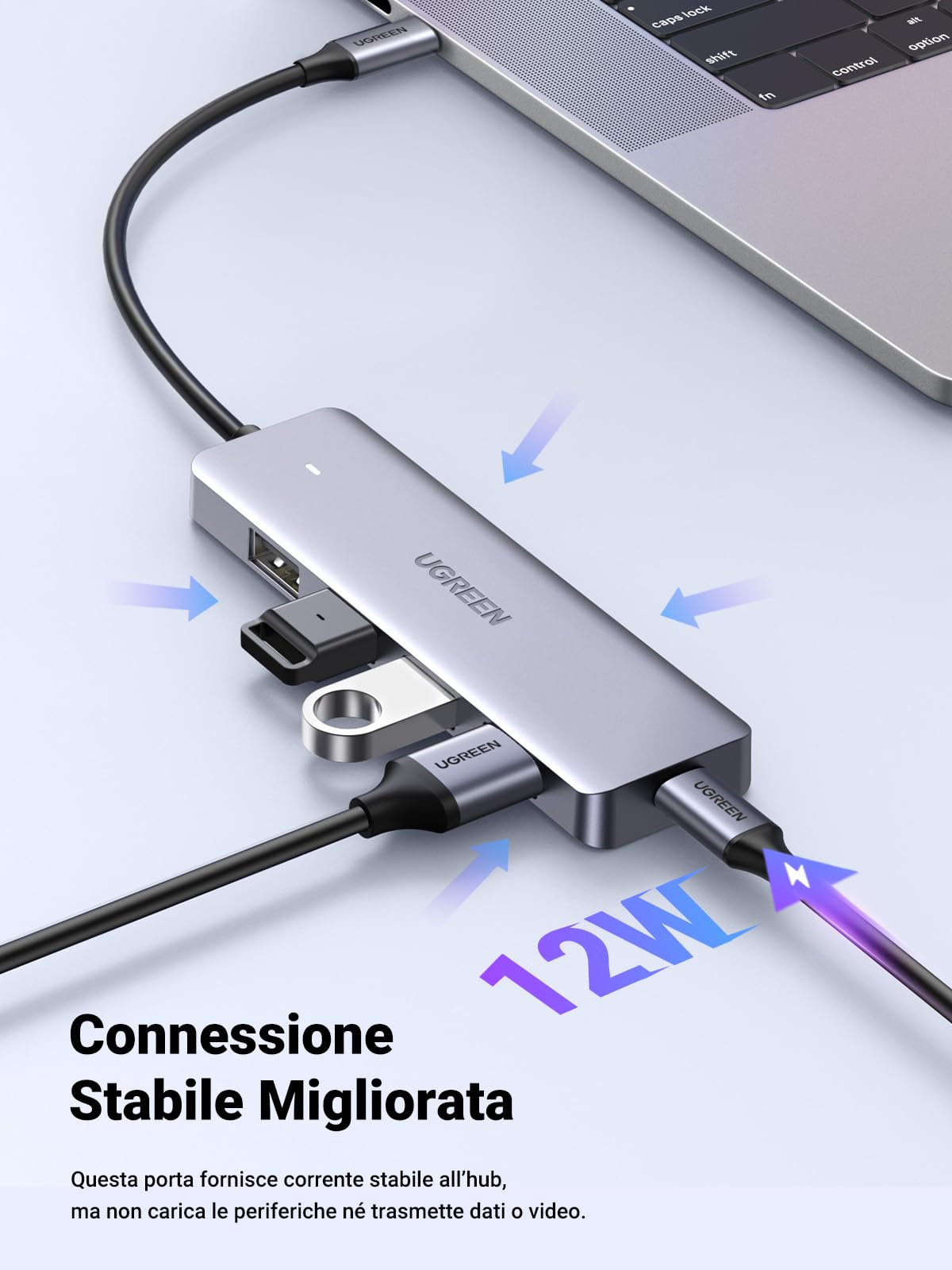 ugreen-hub-usb-c-a-4-porte-usb-3-0-5gbps-con-alimentazione-usb-c-15cm image 7