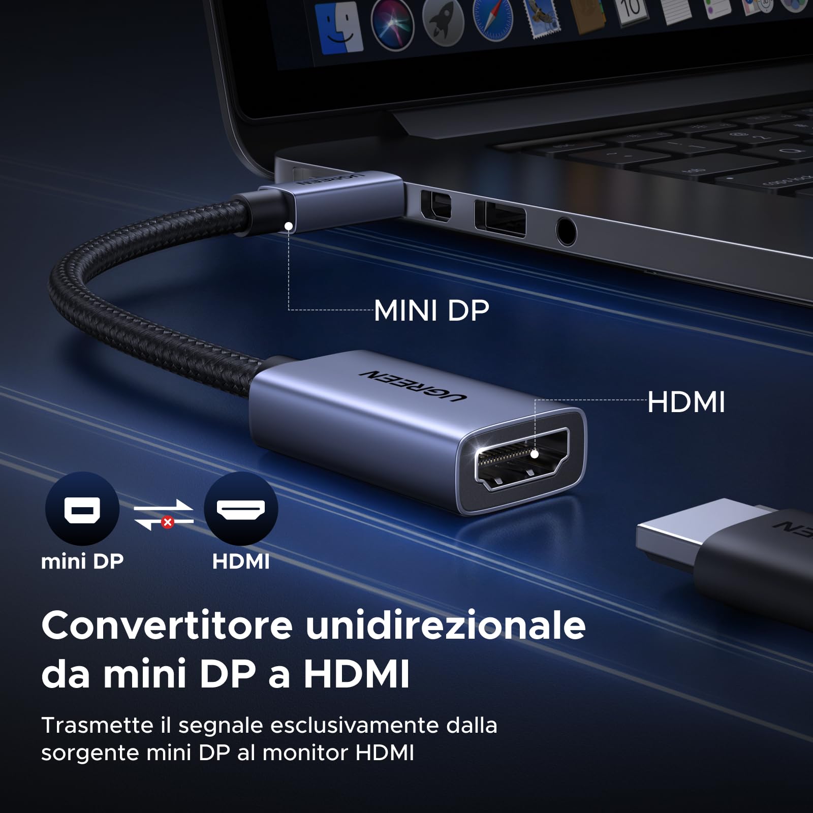 ugreen-adattatore-mini-displayport-a-hdmi-4k-30hz-unidirezionale-20cm image 3