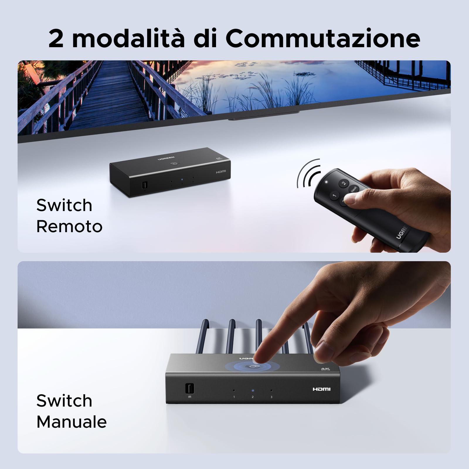ugreen-hdmi-switch-4k-60hz-3-ingressi-1-uscita-switcher-hdmi-con-telecomando image 6