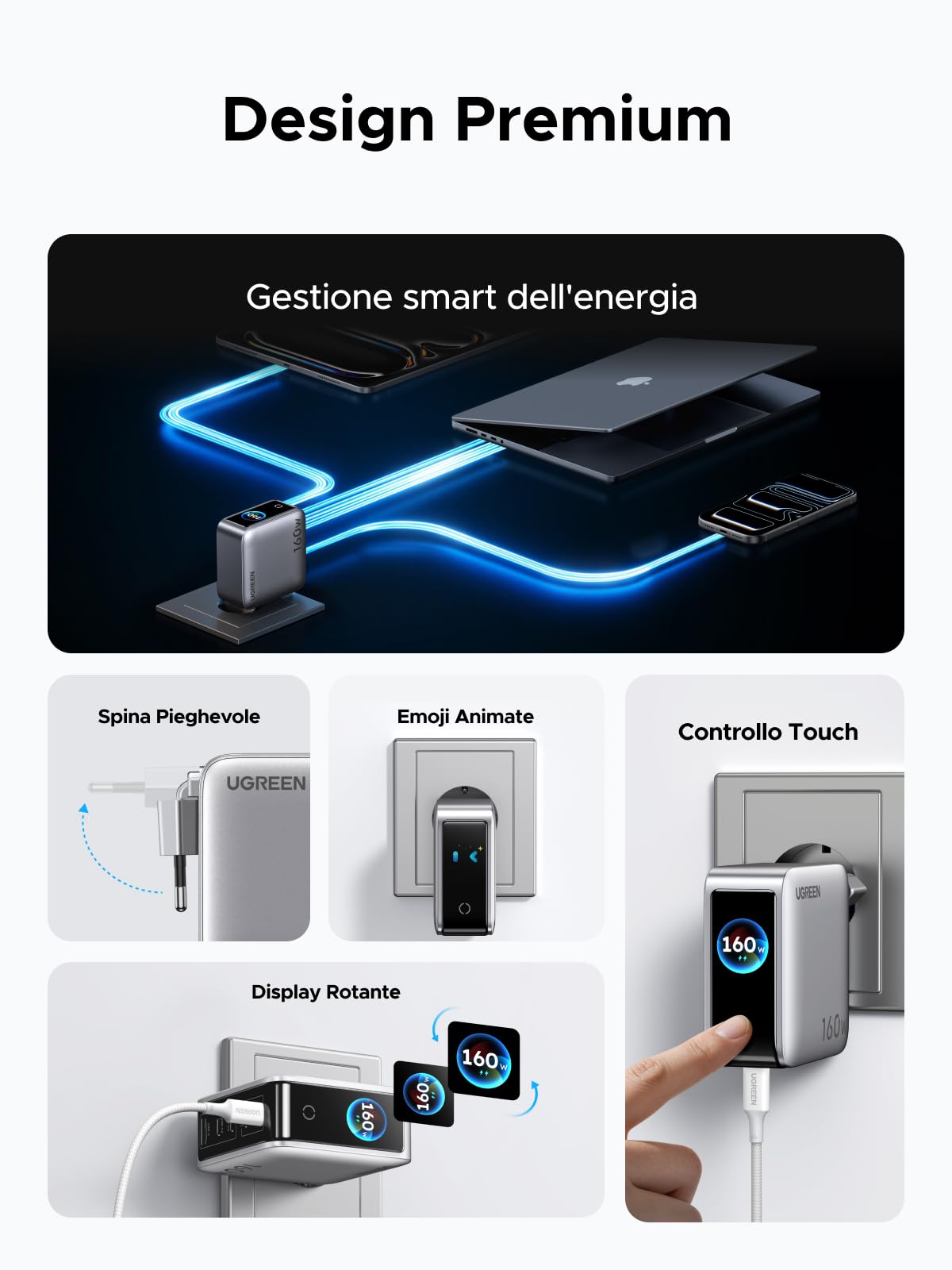 ugreen-nexode-pro-160w-caricatore-usb-c-5-porte-con-schermo-tft-pd-3-1 image 6