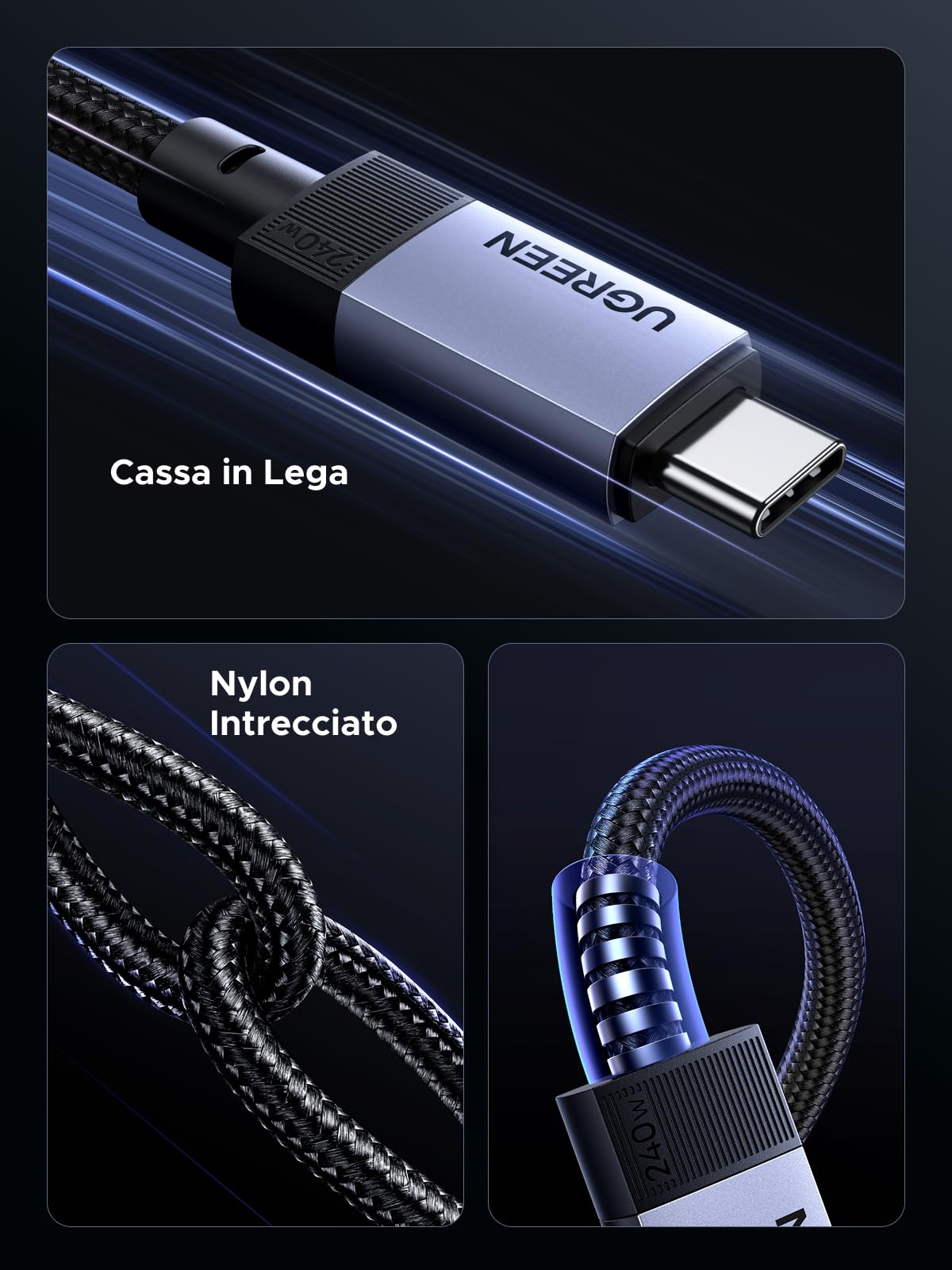 ugreen-cavo-usb-c-video-4k-60hz-10gbps-240w-pd-3-1-type-c-1m-nylon image 8
