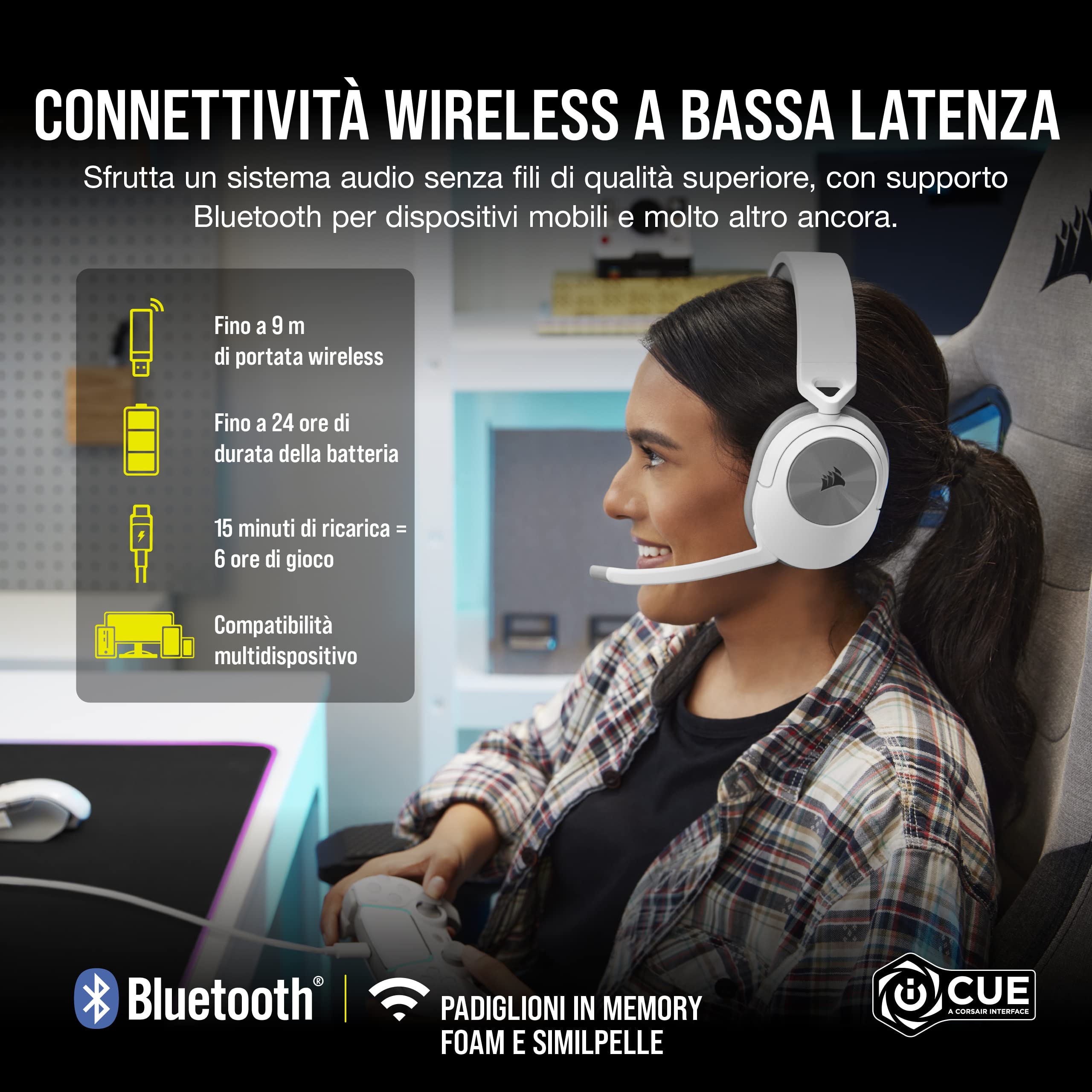 corsair-hs55-wireless-cuffia-gaming-con-microfono-bianco image 2