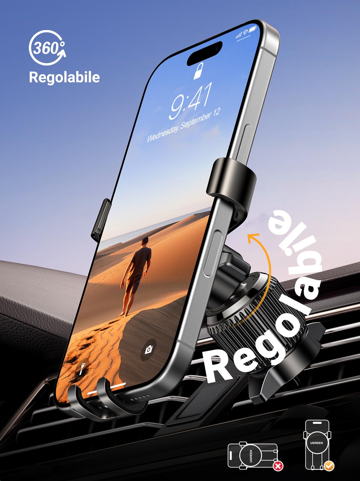 ugreen-supporto-telefono-auto-a-gravit-per-bocchetta-aria-nero image 5