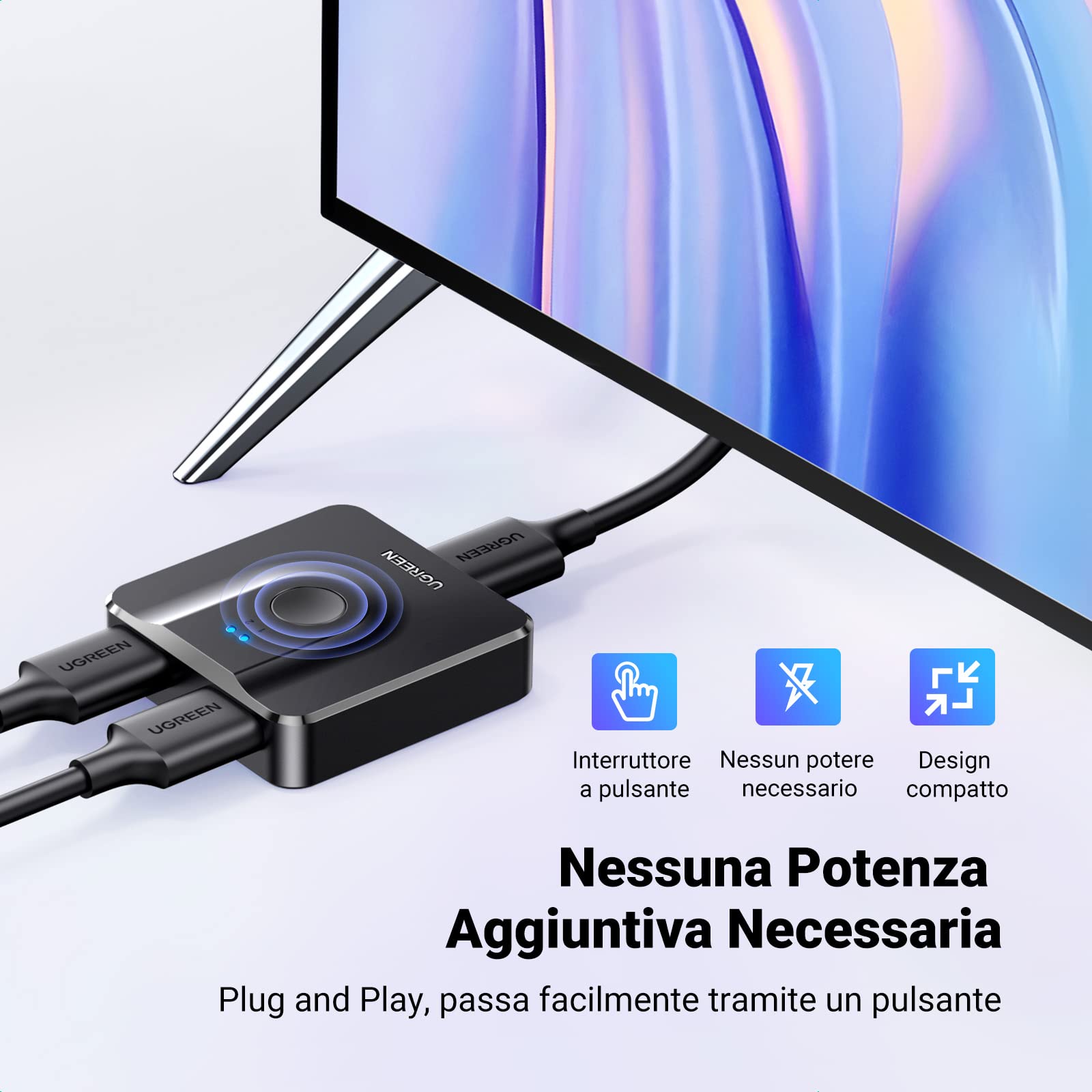 ugreen-switch-hdmi-4k-60hz-bidirezionale-2-ingressi-1-uscita-splitter image 5