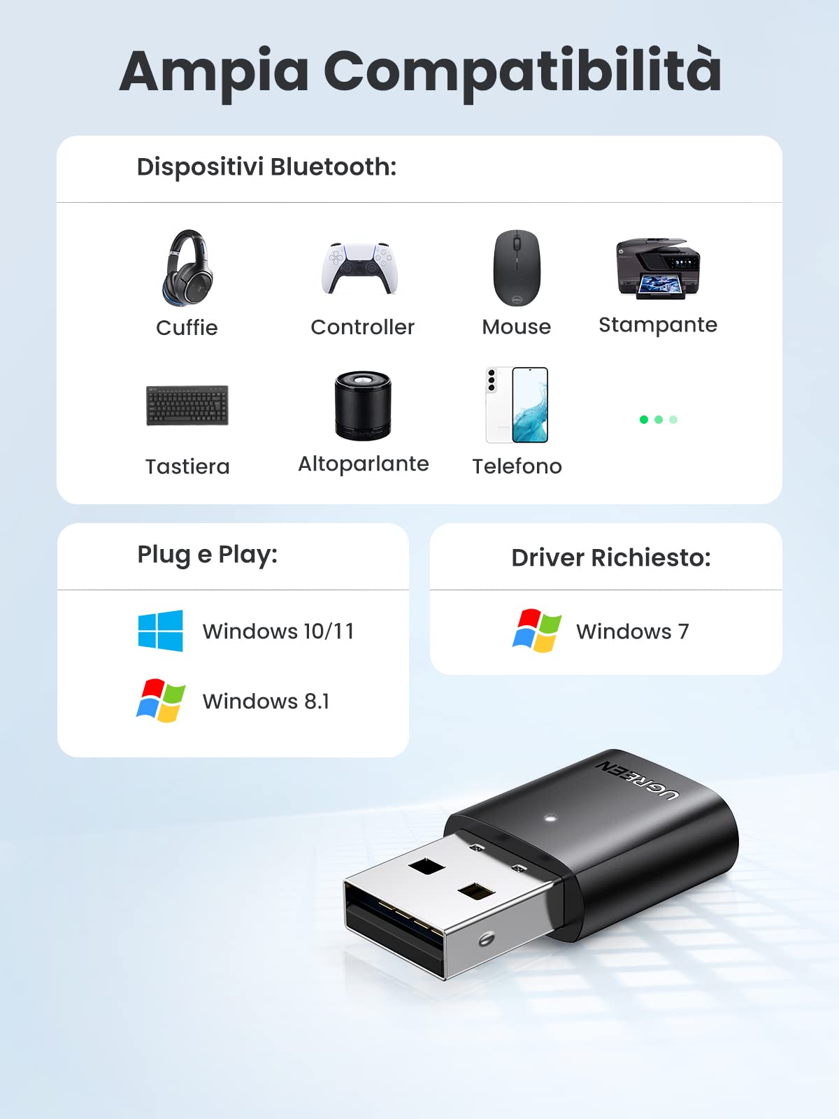 ugreen-adattatore-bluetooth-5-0-dongle-usb-per-pc-windows image 2