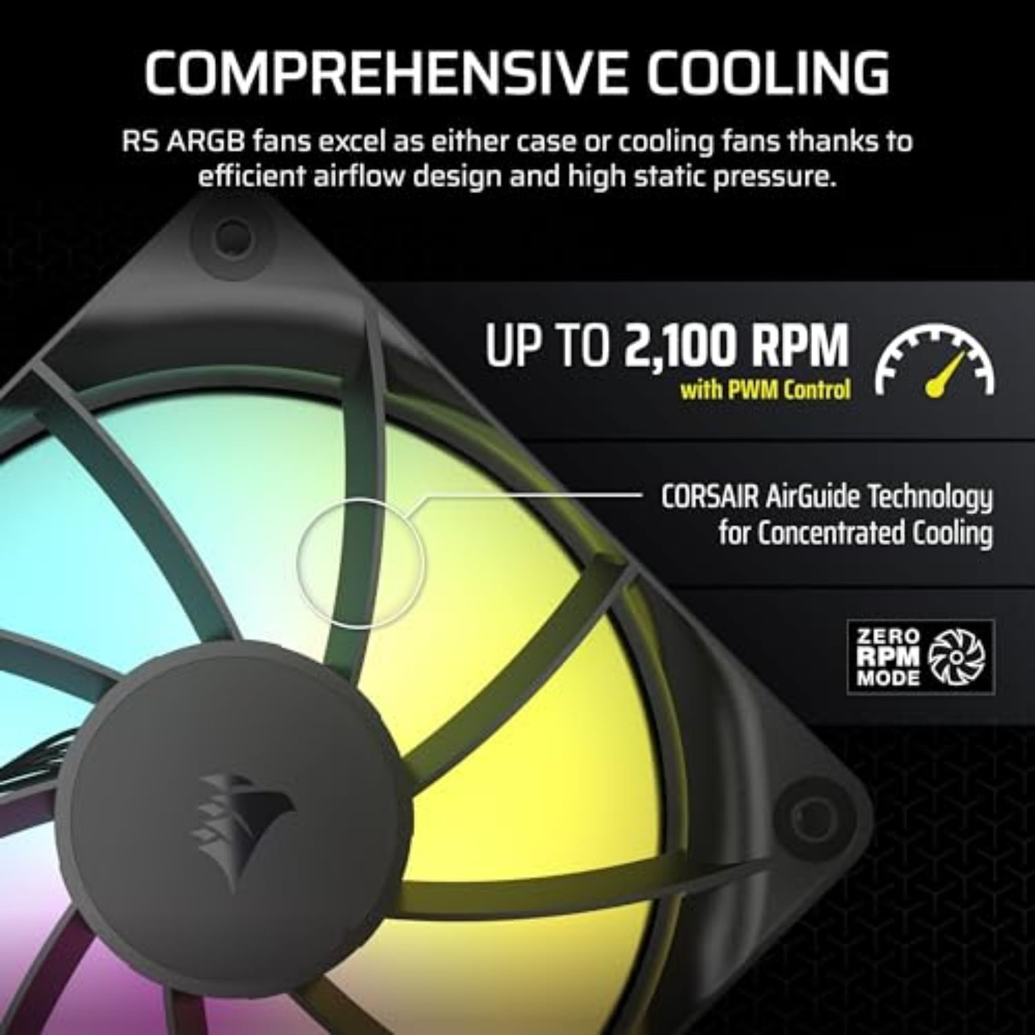 corsair-rs120-argb-ventola-case-120mm-nera-3-pezzi-alta-pressione-pwm-2100-rpm image 6