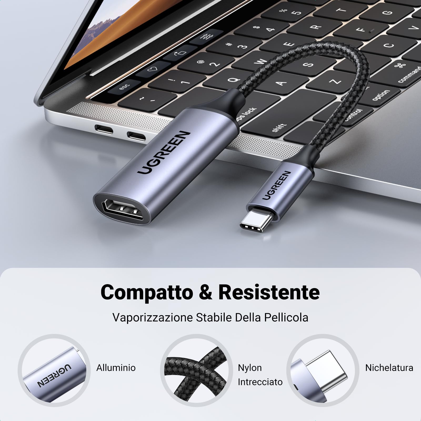 ugreen-adattatore-usb-c-a-hdmi-4k60hz-10cm-per-mac-iphone-ipad-galaxy image 7