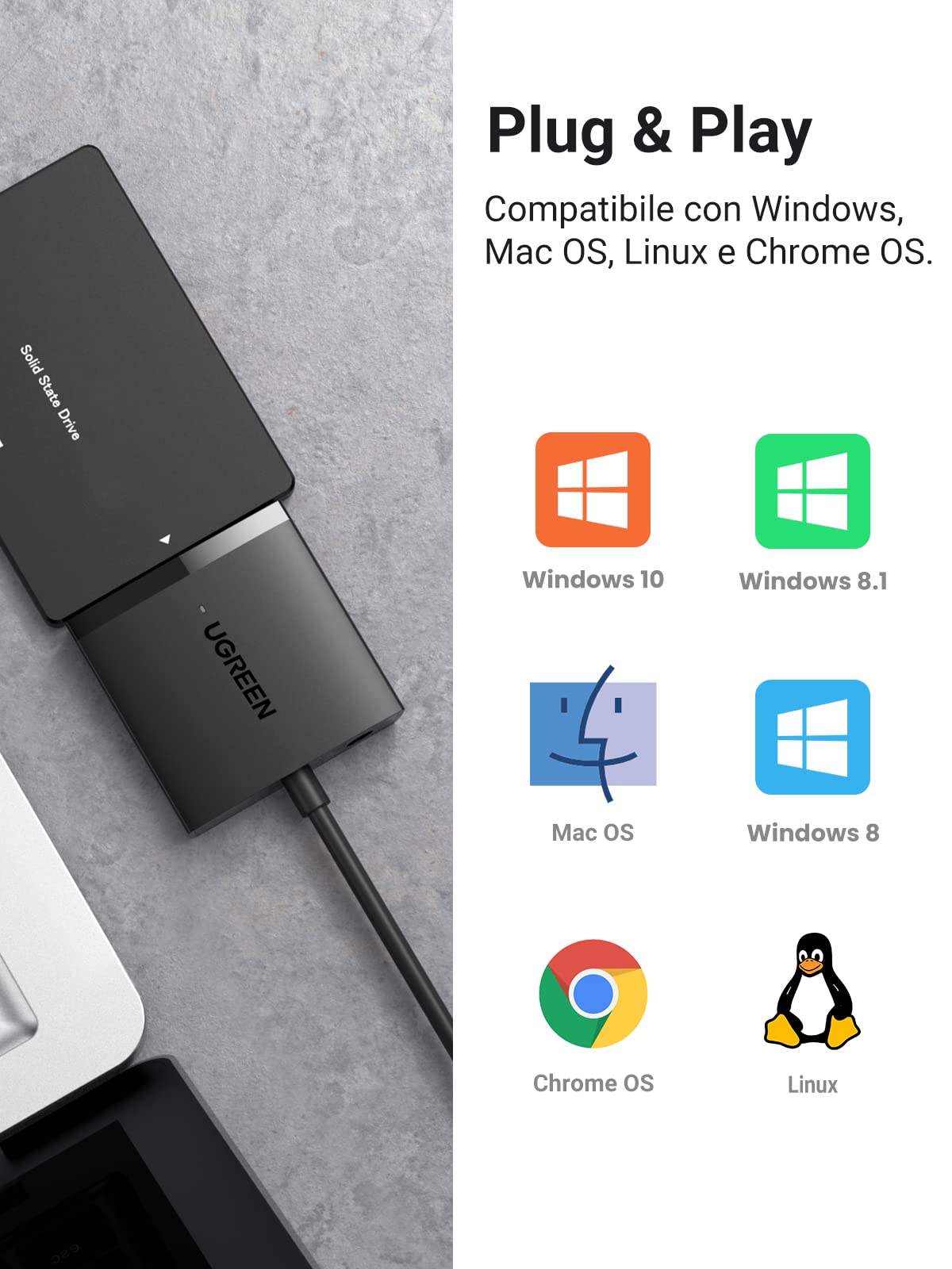 ugreen-adattatore-sata-usb-3-0-per-ssd-hdd-2-5-3-5-fino-a-12tb image 6