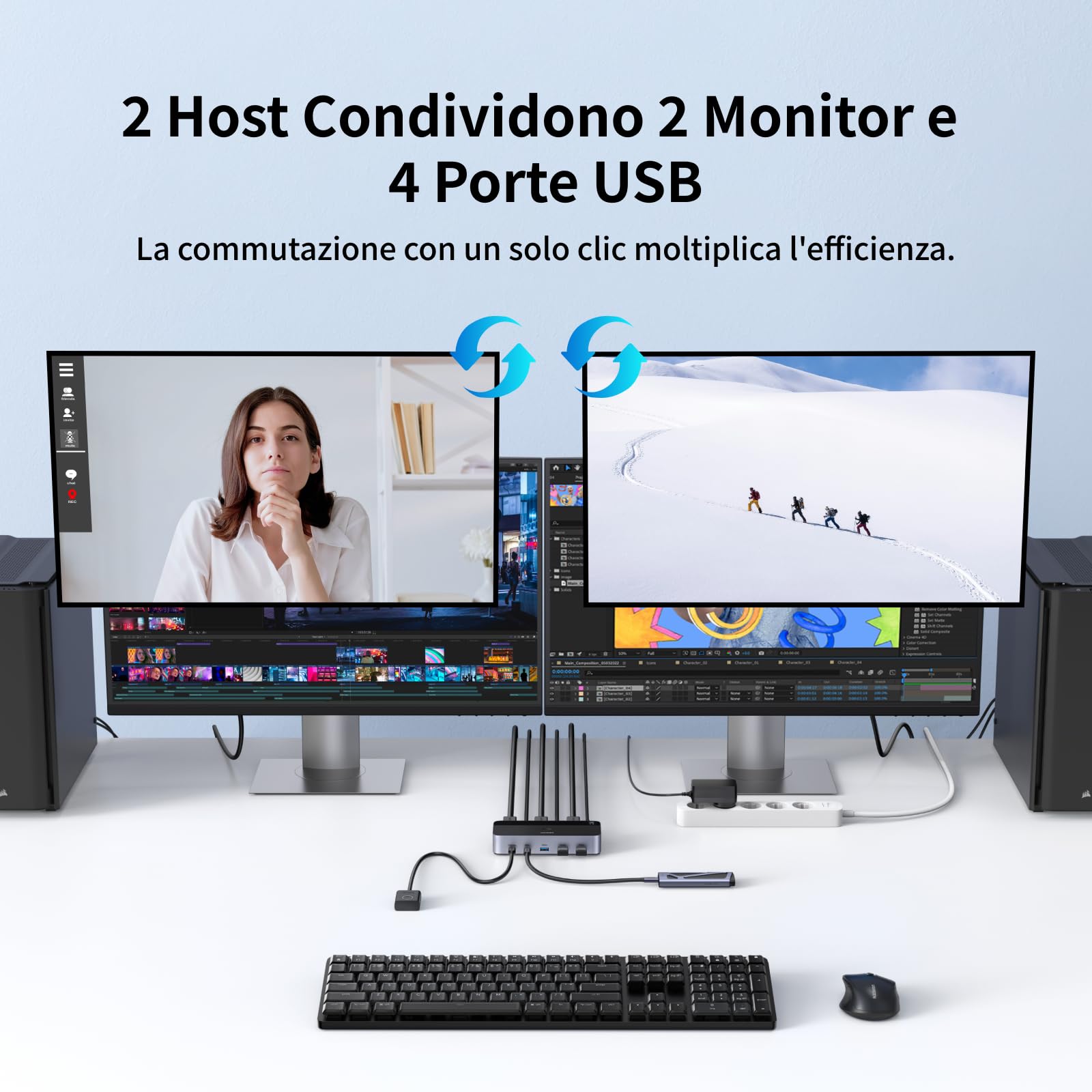 ugreen-switch-kvm-hdmi-2-0-4k-60hz-2-ingressi-2-uscite-4-usb-5gbps image 2