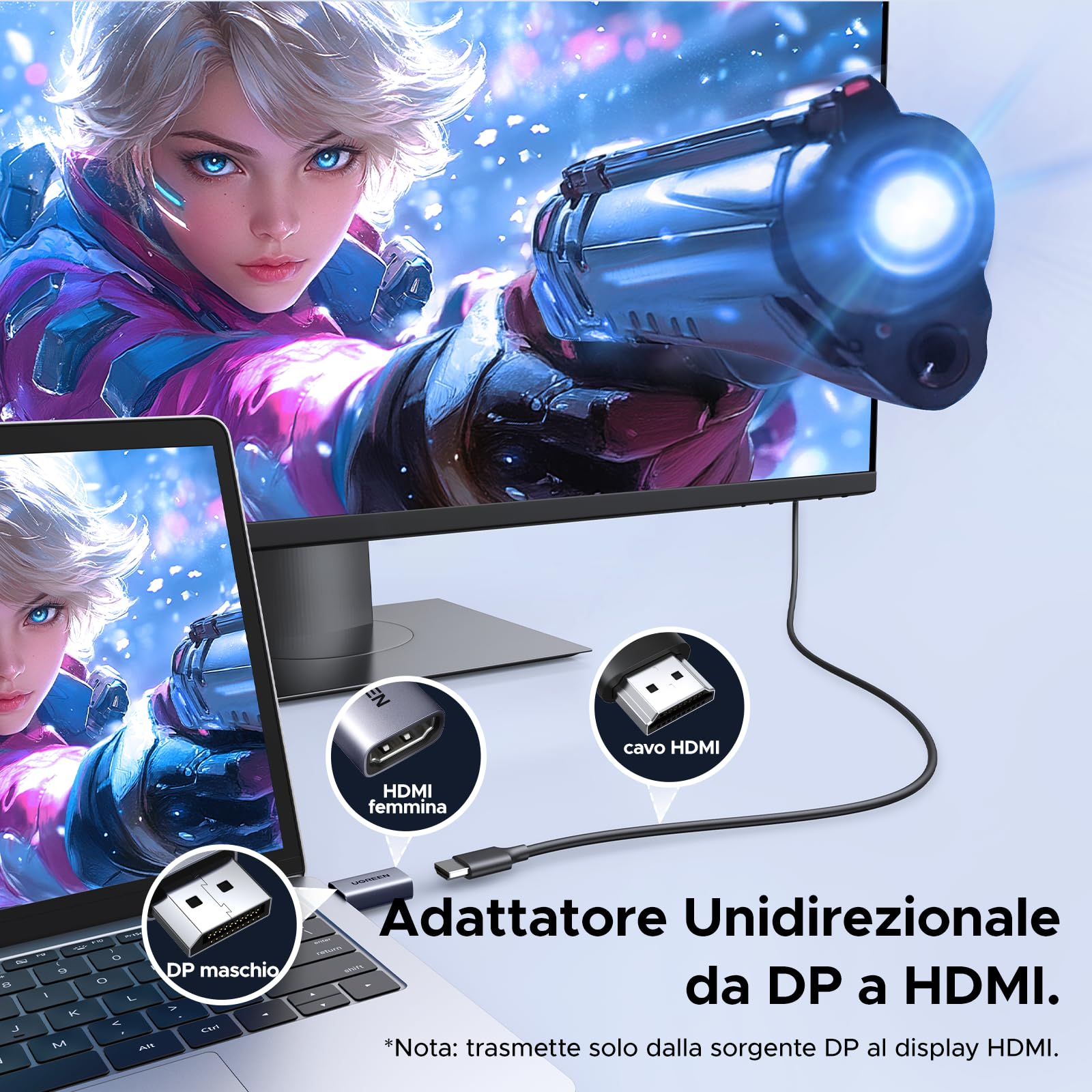 ugreen-adattatore-displayport-a-hdmi-4k-30hz-2-pezzi-convertitore-dp-maschio-a-h image 4