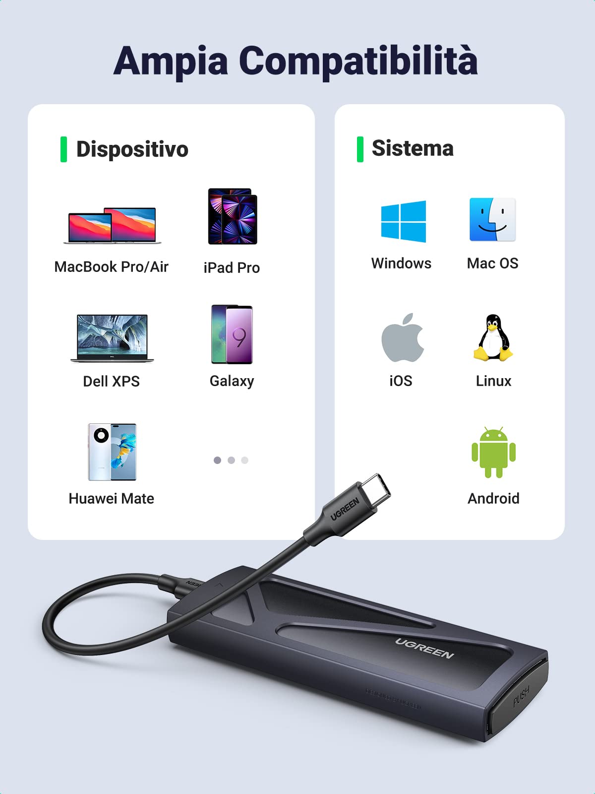 ugreen-case-ssd-m-2-nvme-pcie-usb-c-3-2-gen2-10gbps-2tb-installazione-senza-attr image 4