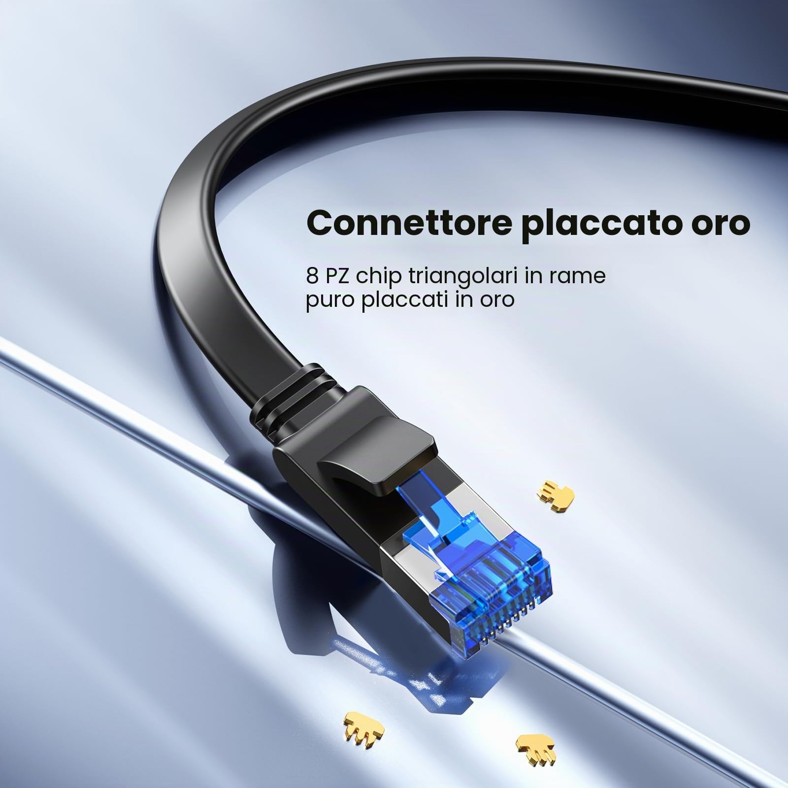 ugreen-cavo-ethernet-cat-8-piatto-10m-rj45-schermato-40gbps-2000mhz-placcato-oro image 7