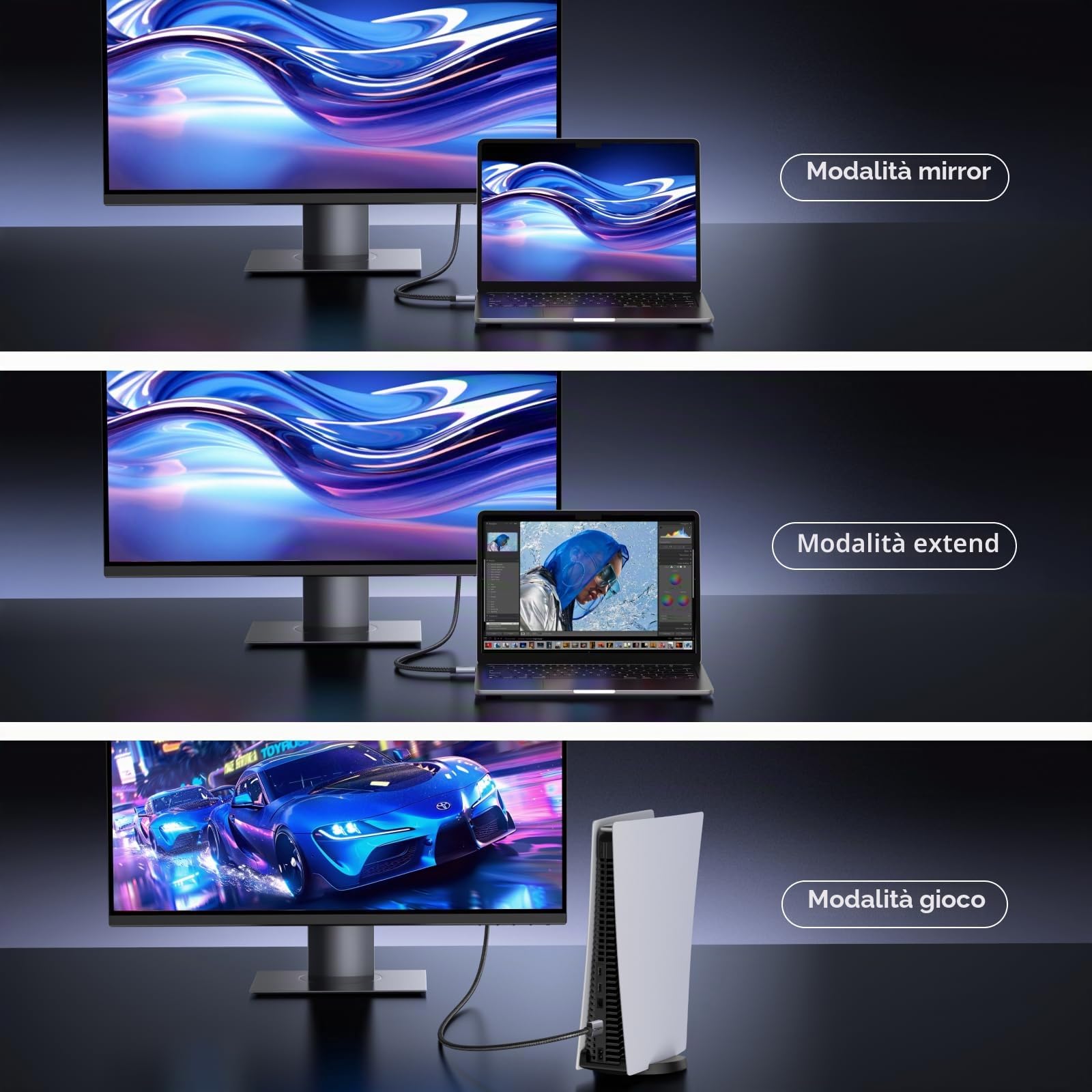 ugreen-cavo-hdmi-2-2-16k-60hz-96gbps-2m-in-alluminio-e-nylon-con-earc image 8