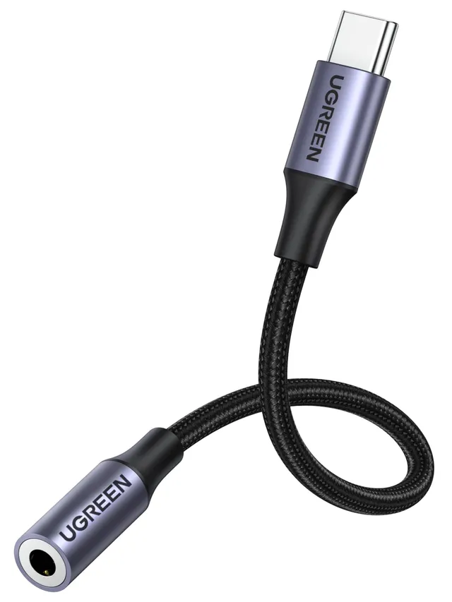 ugreen-adattatore-usb-c-a-jack-audio-3-5mm-in-nylon-grigio image 1