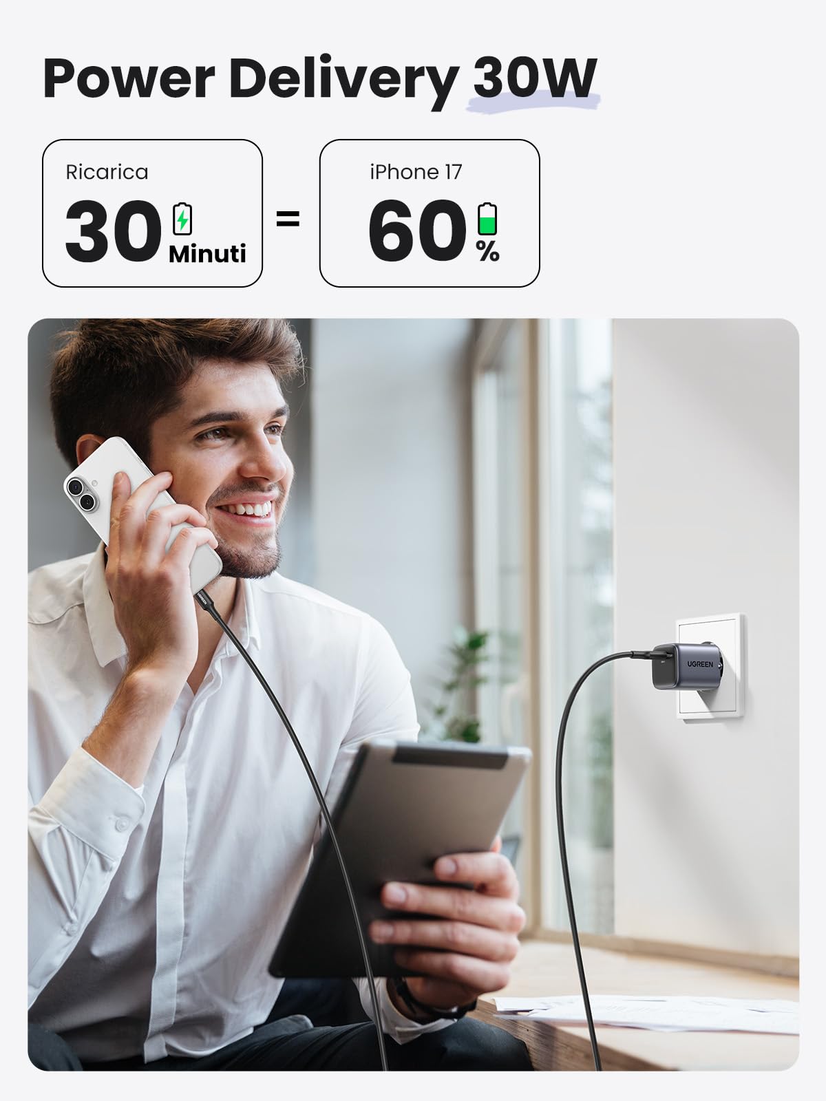 ugreen-nexode-caricatore-usb-c-gan-30w-tipo-c image 3