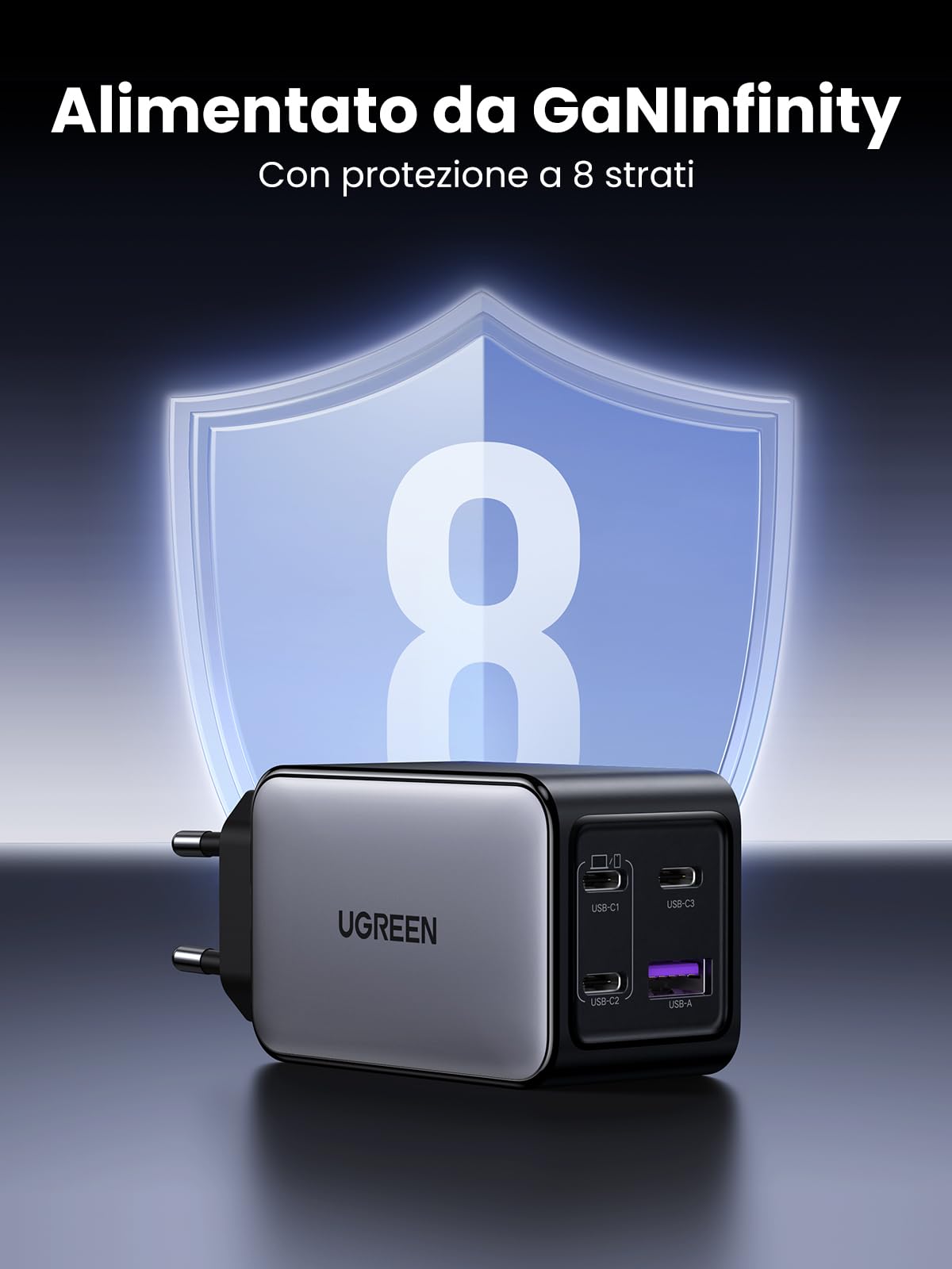 ugreen-nexode-caricatore-gan-65w-a-4-porte-3-usb-c-usb-a-ganinfinity image 6