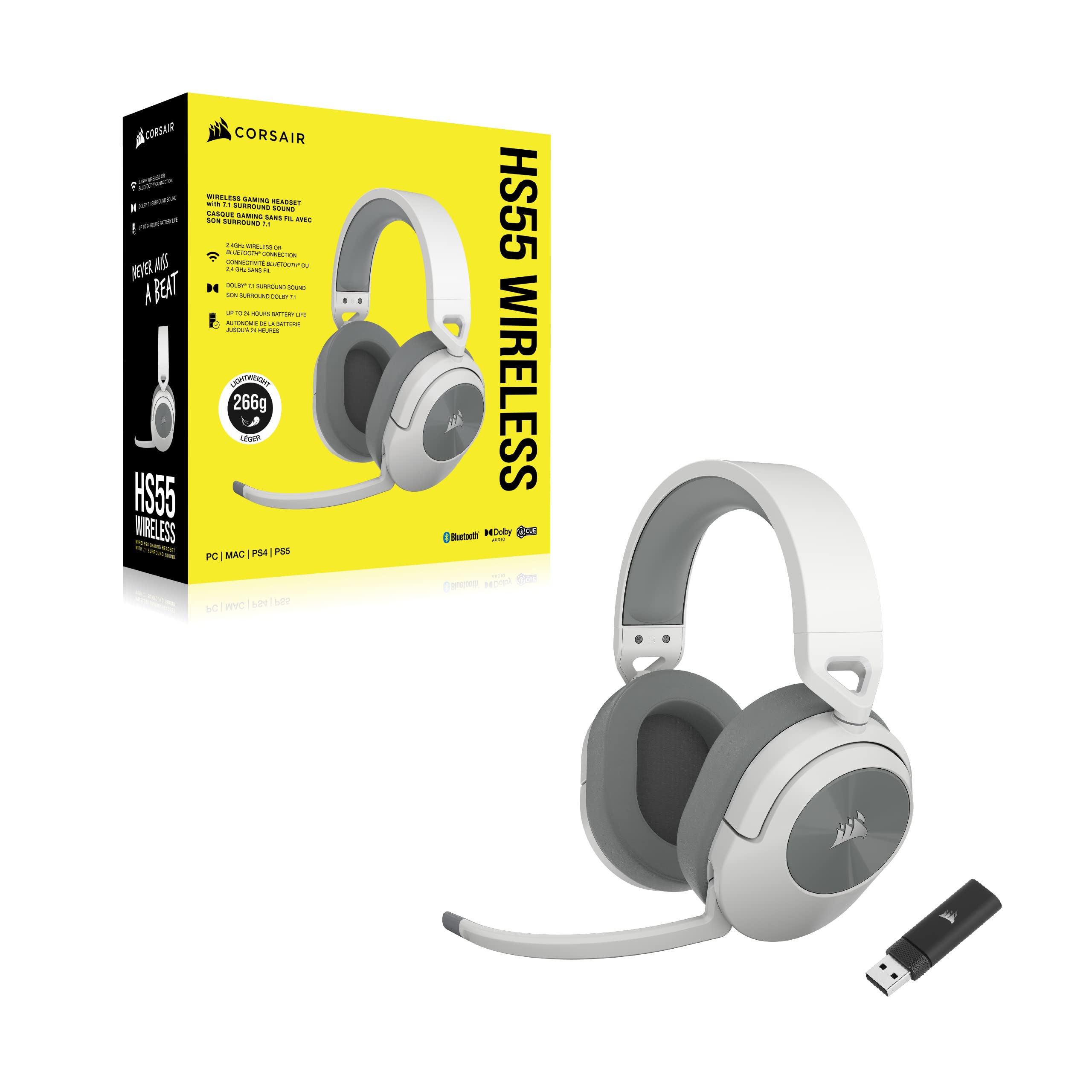 corsair-hs55-wireless-cuffia-gaming-con-microfono-bianco image 7
