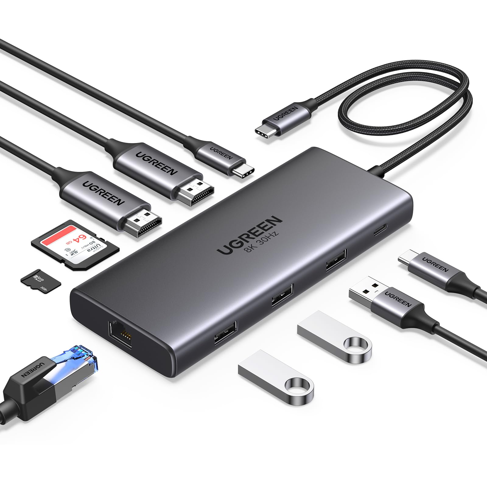 ugreen-revodok-pro-210-hub-usb-c-10-in-1-doppio-hdmi-4k60hz-8k30hz image 1