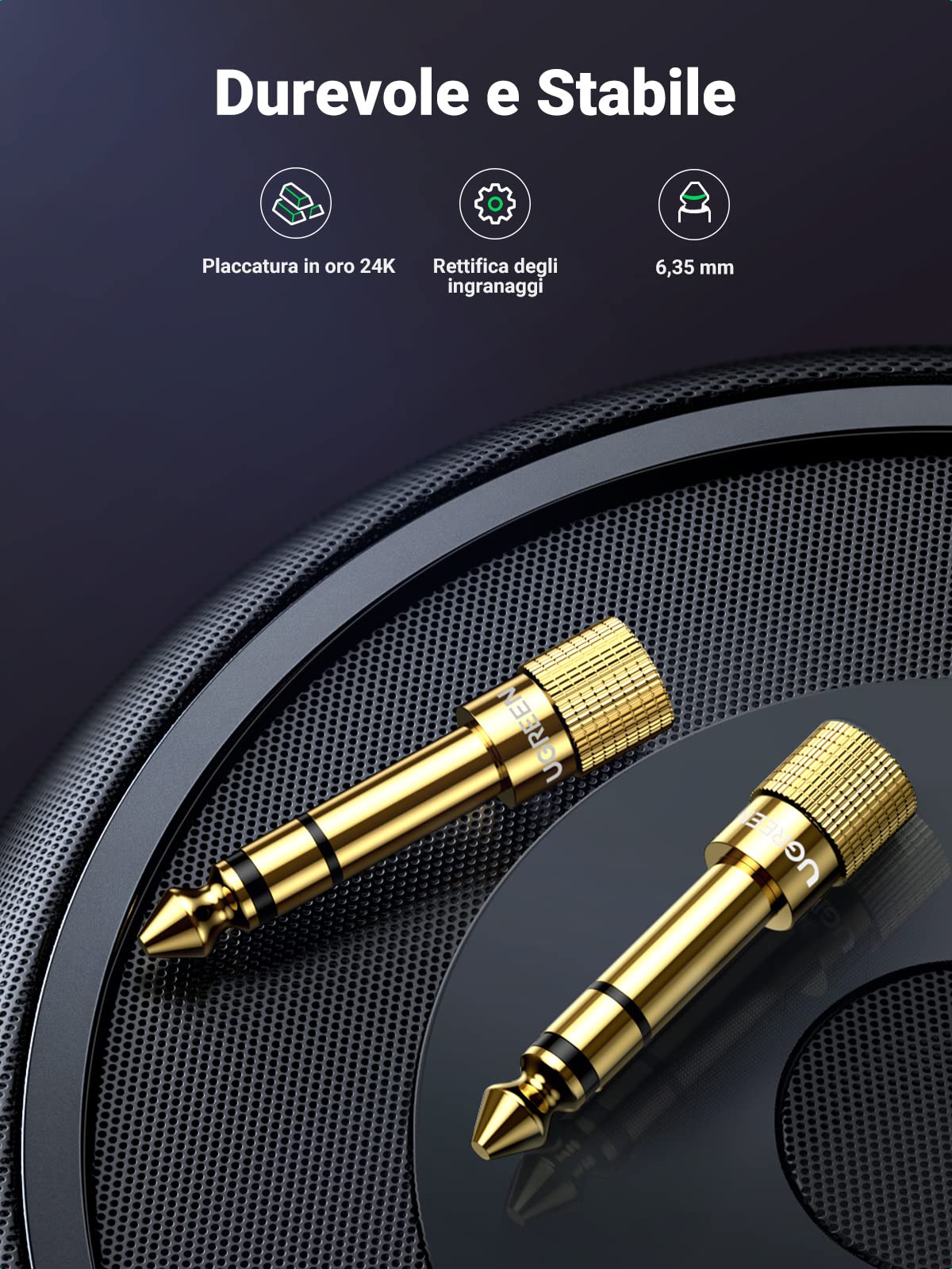 ugreen-adattatore-audio-jack-3-5mm-femmina-a-6-35mm-maschio-stereo-hifi-2-pack image 6