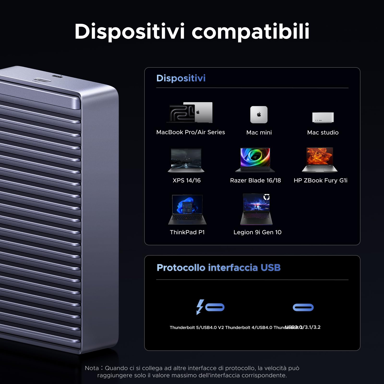 ugreen-case-per-ssd-m-2-nvme-80-gbps-thunderbolt-5-4-con-dissipatore-in-allumini image 8
