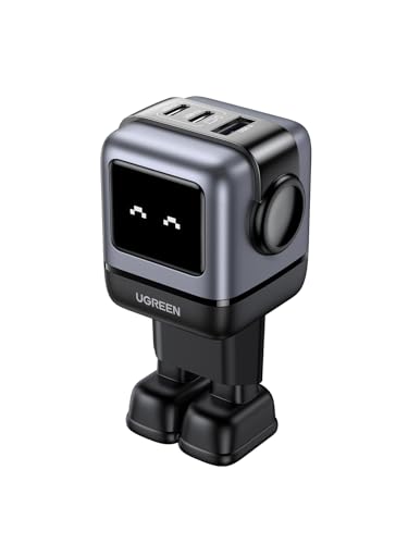 ugreen-uno-caricatore-usb-c-gan-65w-a-3-porte-robot-con-display-led-nero image 8