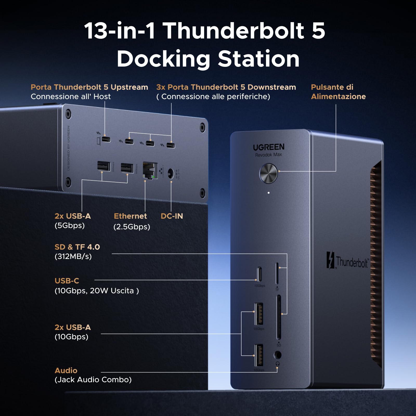 ugreen-revodok-max-docking-station-thunderbolt-5-13-in-1-triplo-4k60hz-140w image 2