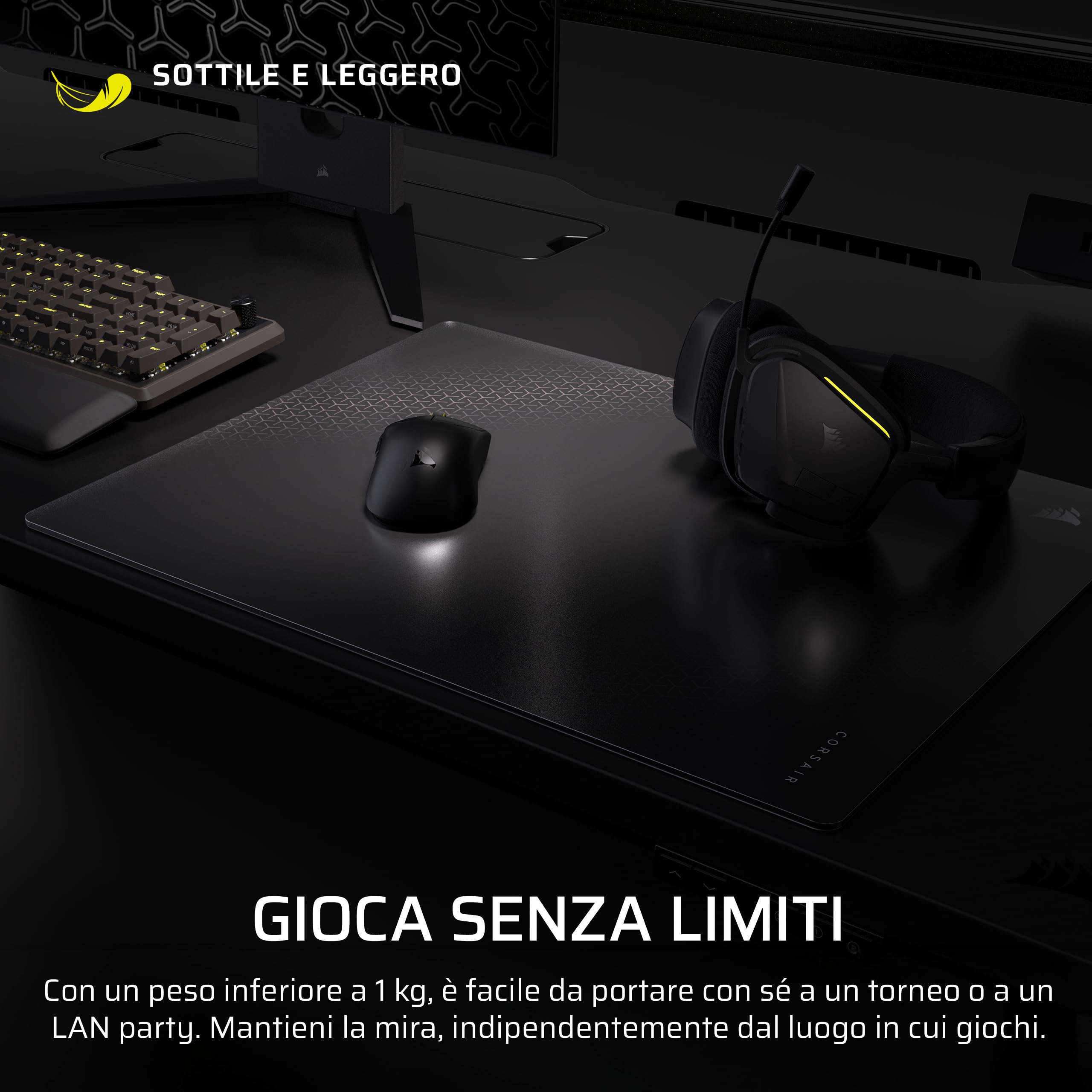 corsair-mm-glass-precision-large-tappetino-mouse-gaming-in-vetro-500-x-400-mm-ne image 7