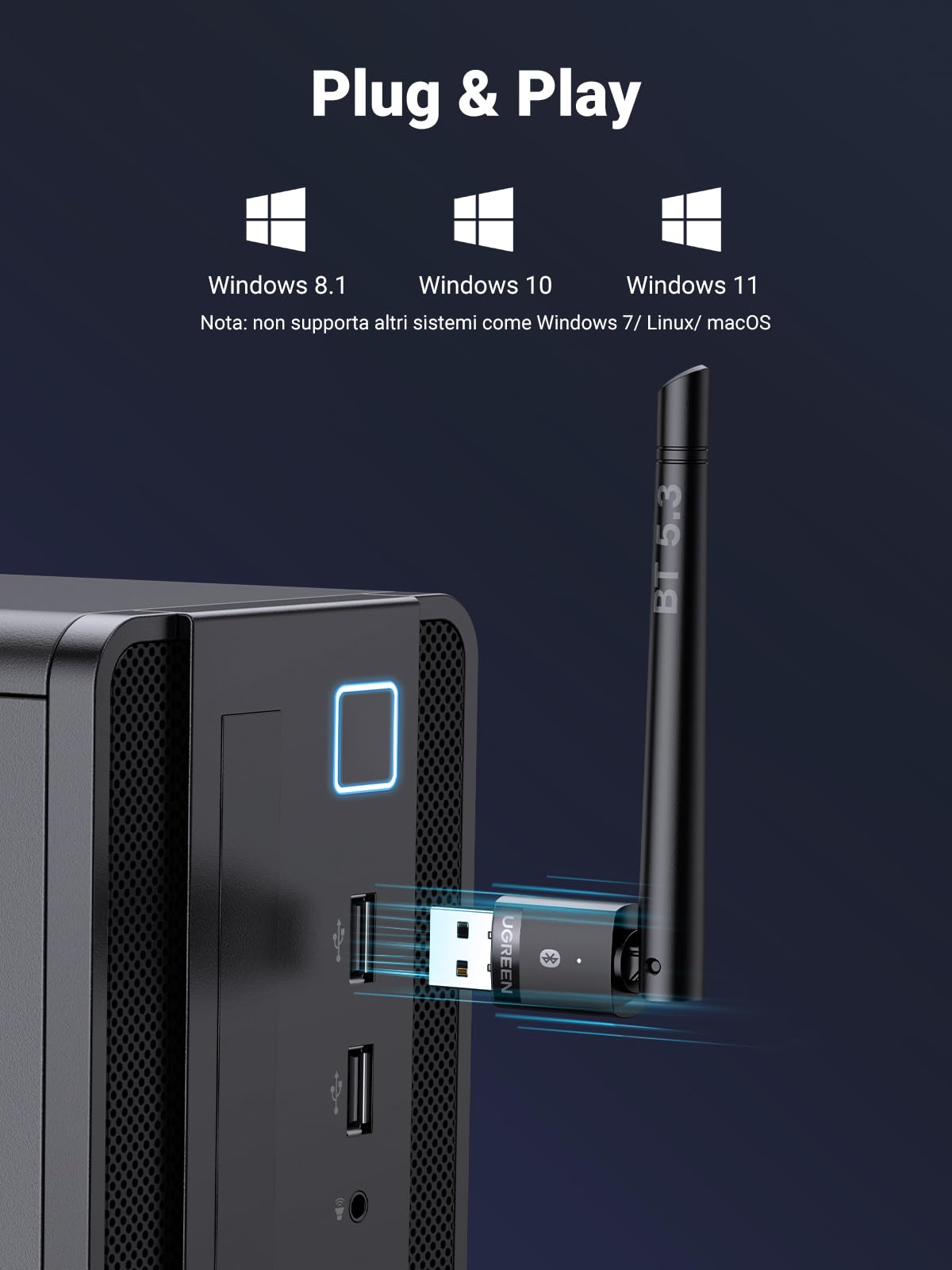 ugreen-adattatore-bluetooth-5-3-usb-dongle-con-antenna-per-pc-windows image 3