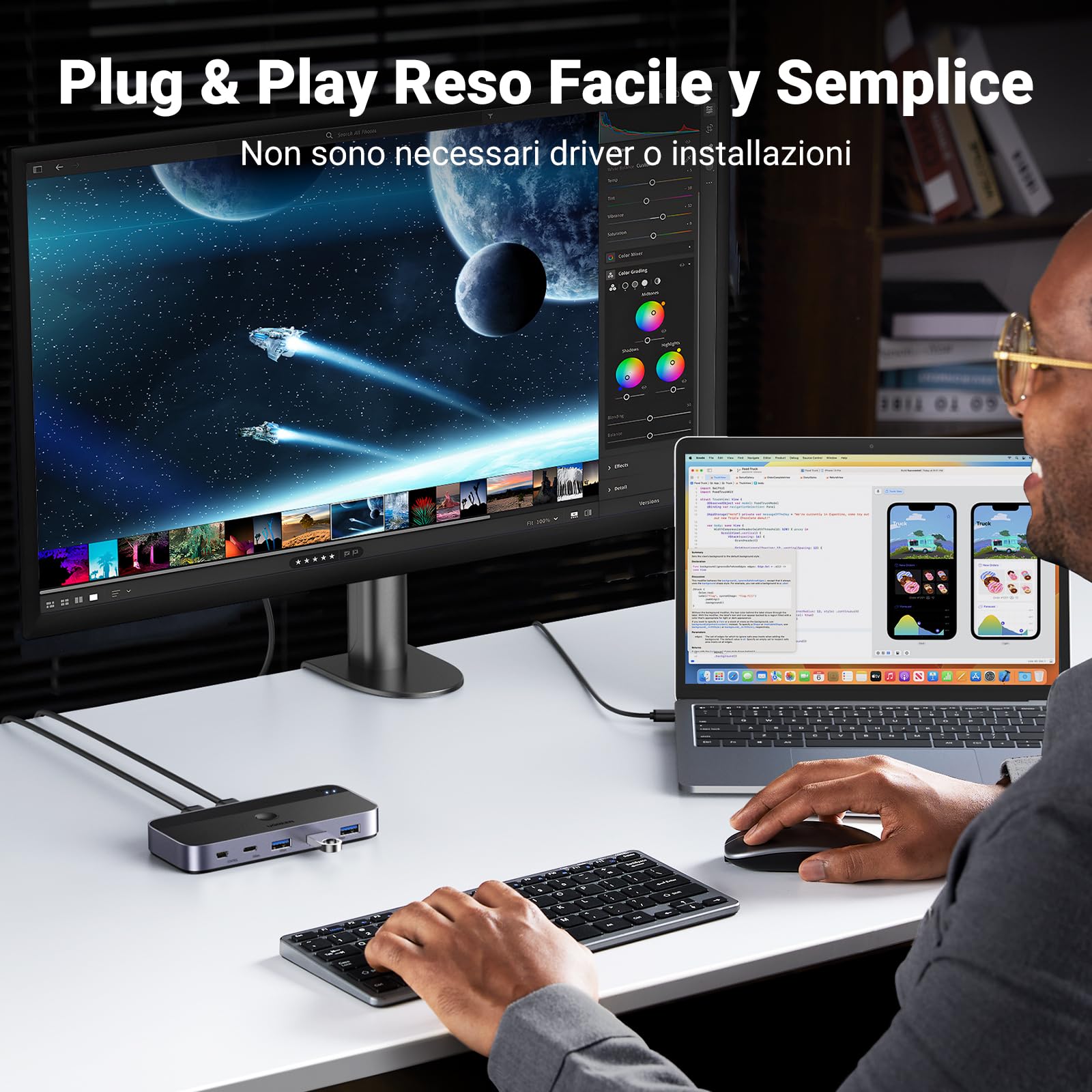 ugreen-switch-kvm-usb-3-0-2-in-4-out-5-gbps-con-controllo-da-tavolo image 8
