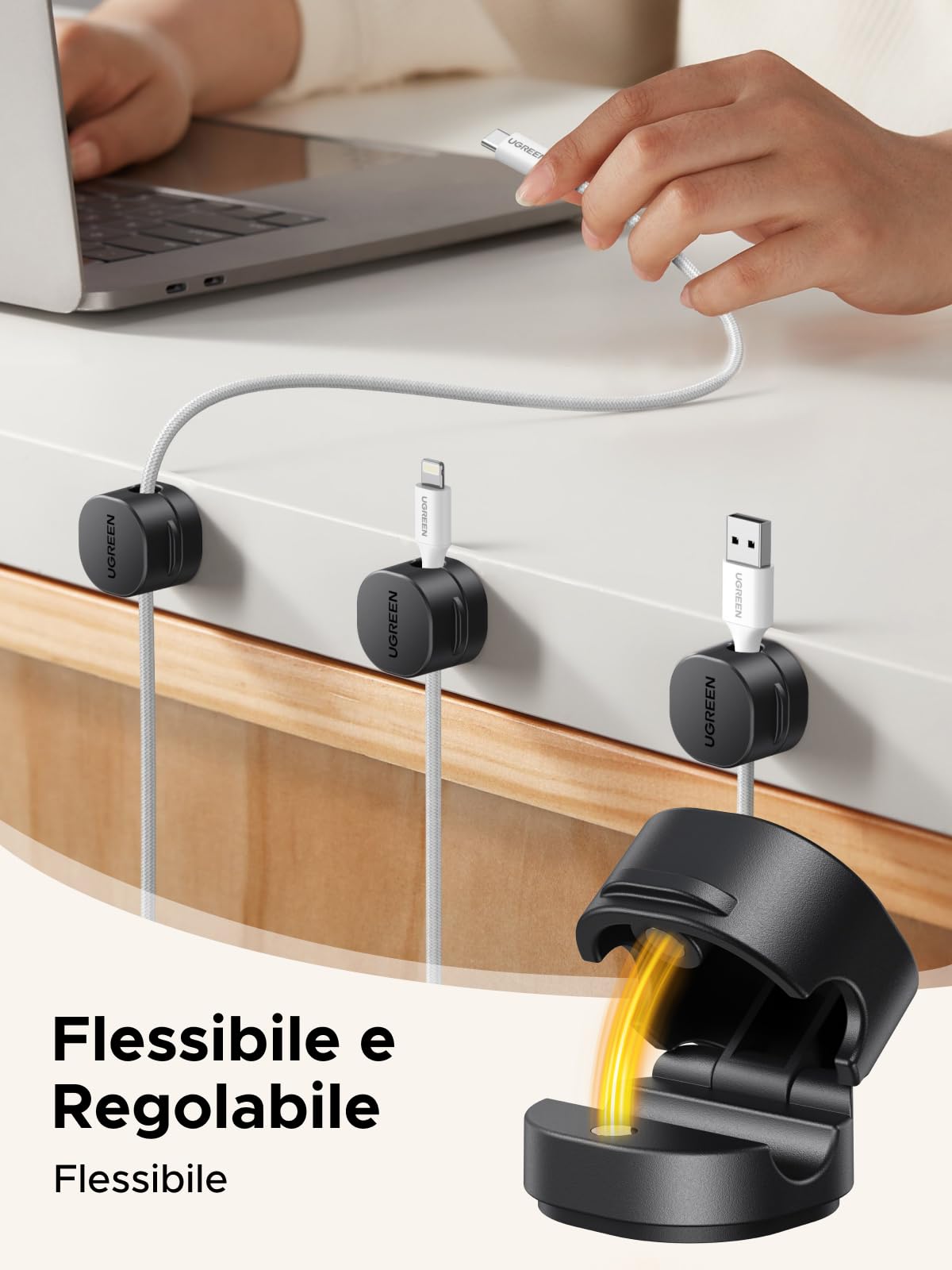 ugreen-clip-per-cavo-magnetica-a-molla-7-5mm-organizzatore-cavi-6-pezzi-nero image 2