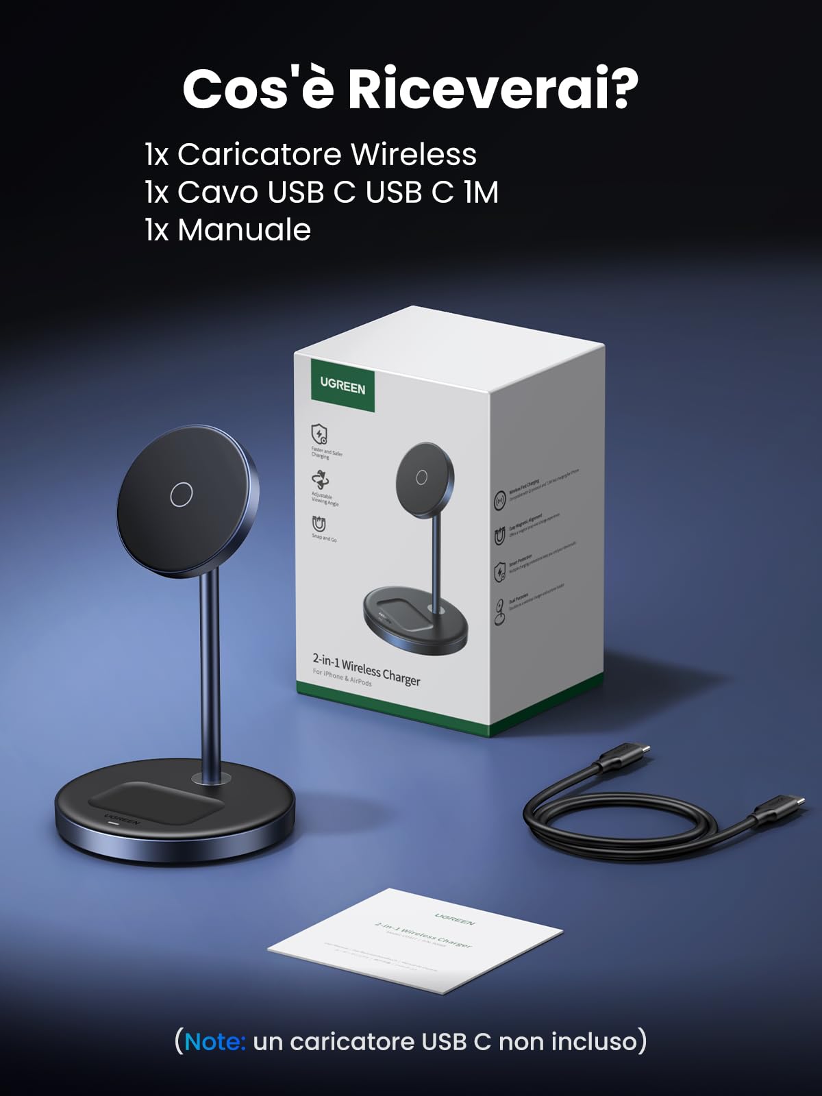 ugreen-zapix-stazione-ricarica-wireless-magsafe-2-in-1-per-iphone-airpods image 7