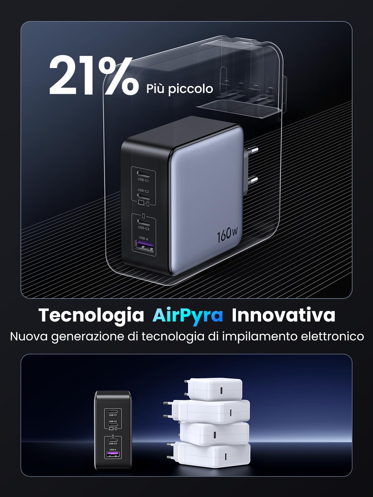 ugreen-nexode-160w-caricatore-usb-c-ganinfinity-4-porte-pd-3-1-pps-45w image 6